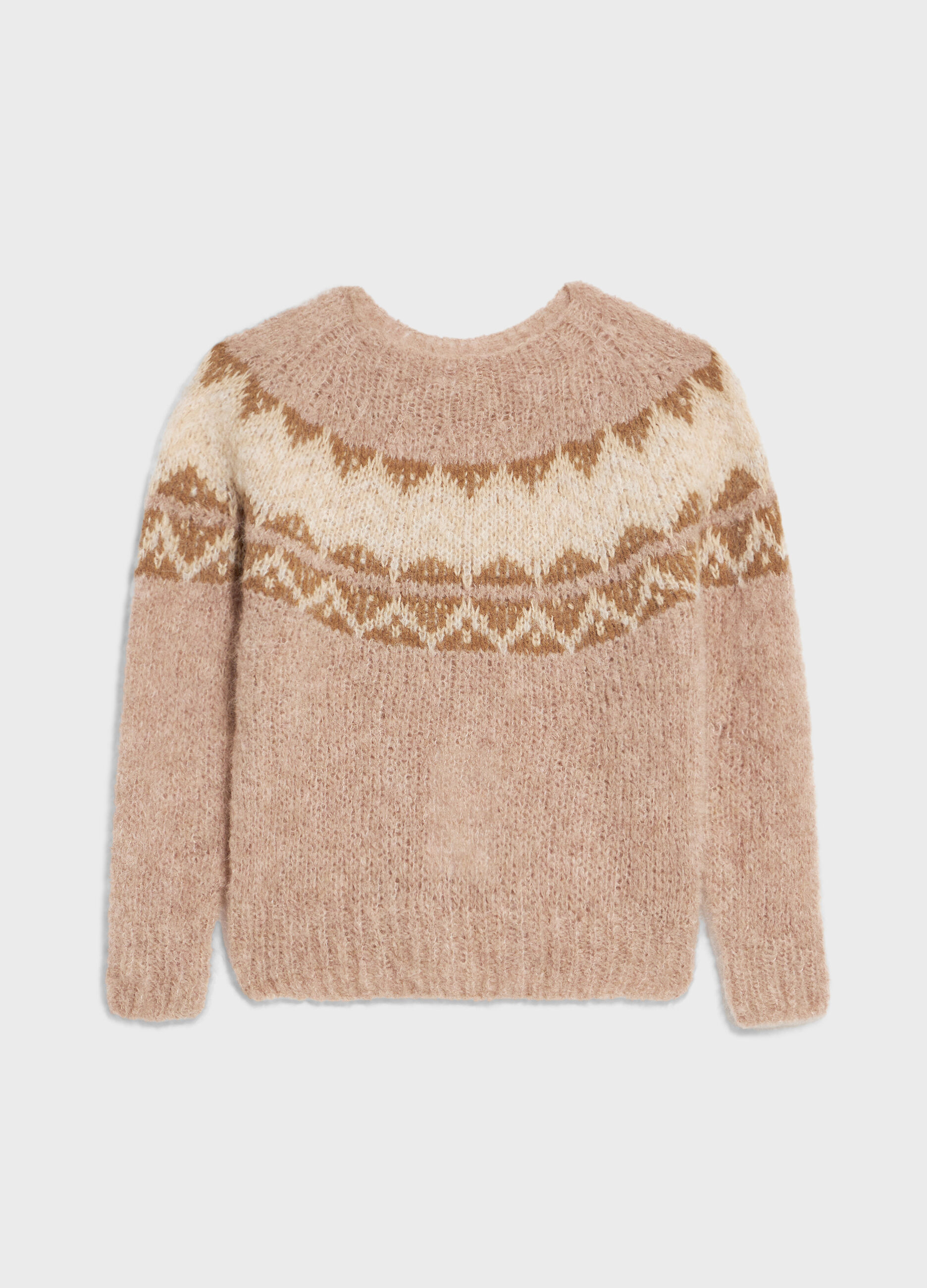 Pull ras-du-cou avec motif jacquard mélangé mohair et alpaga