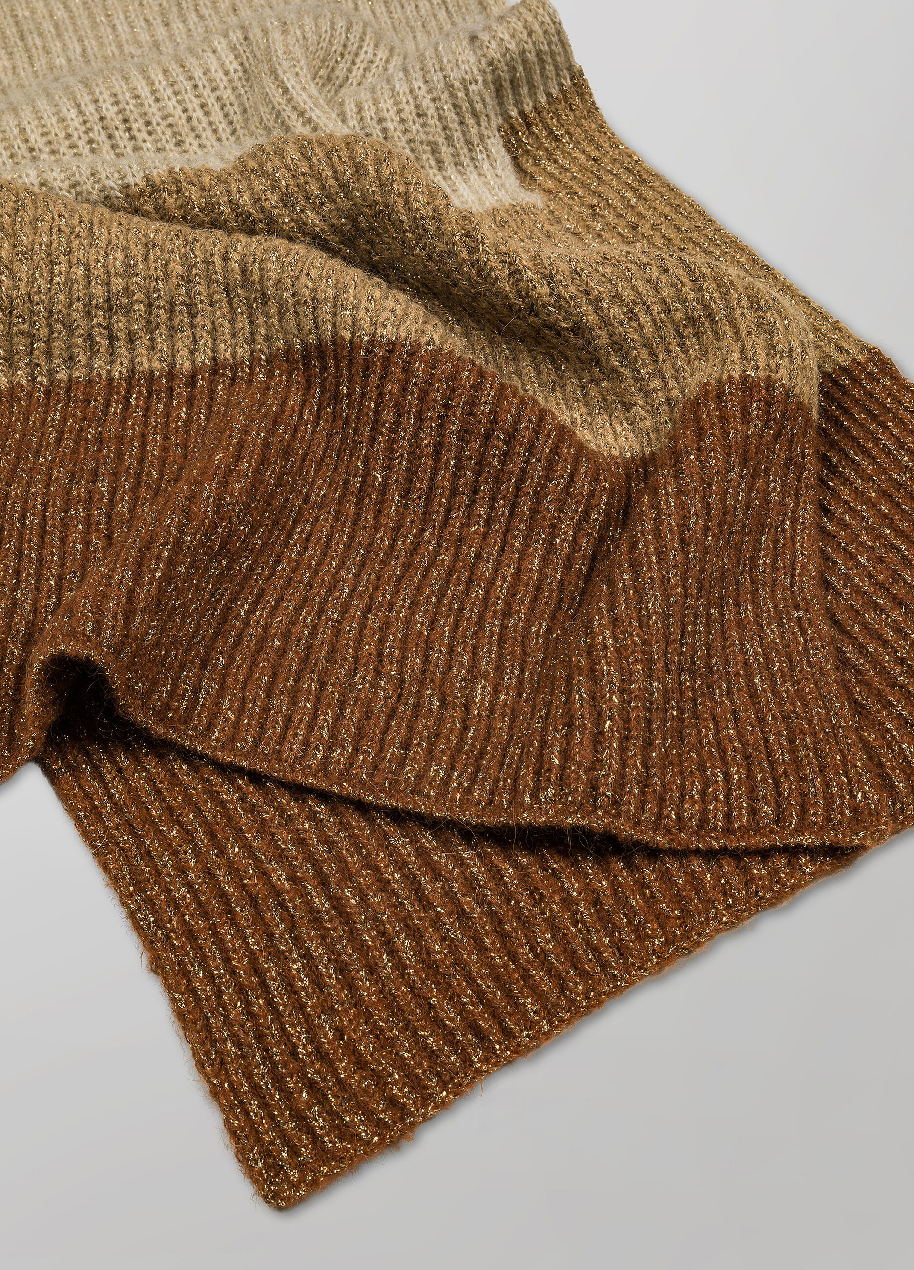 Écharpe tricotée en laine mélangée et fil lurex_2