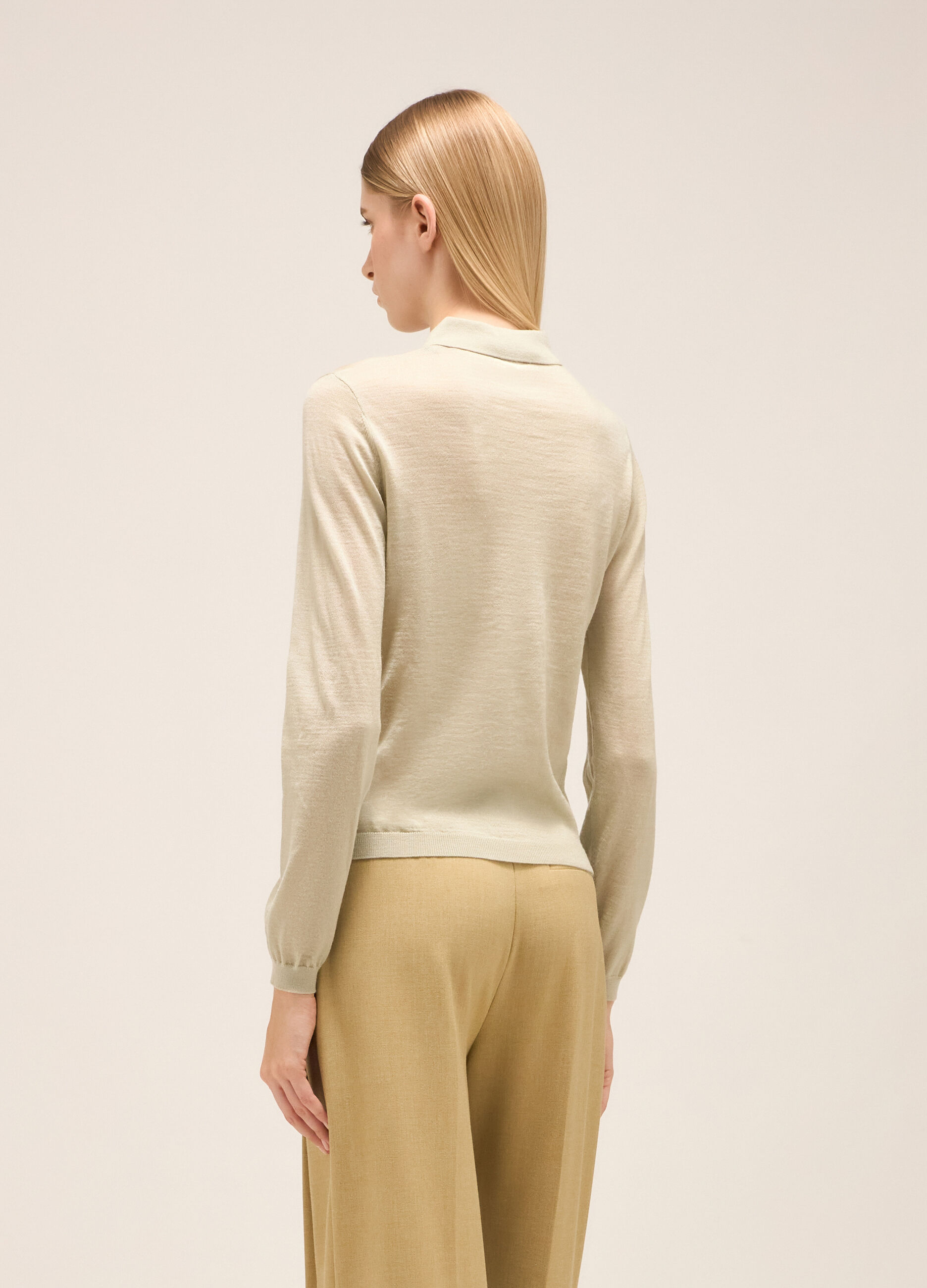 Polo neck with long sleeves in wool blend