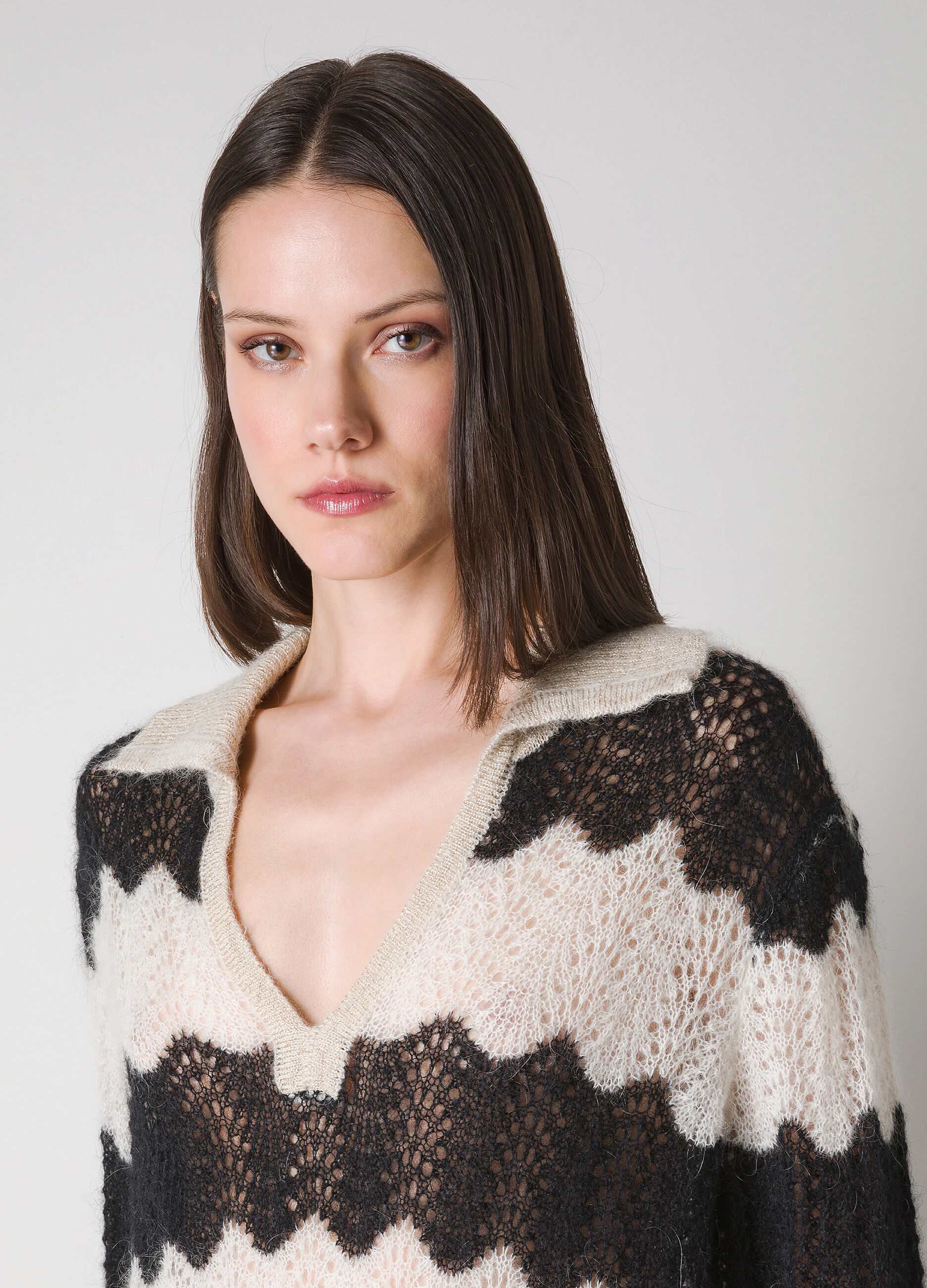 Striped mohair wool blend pullover