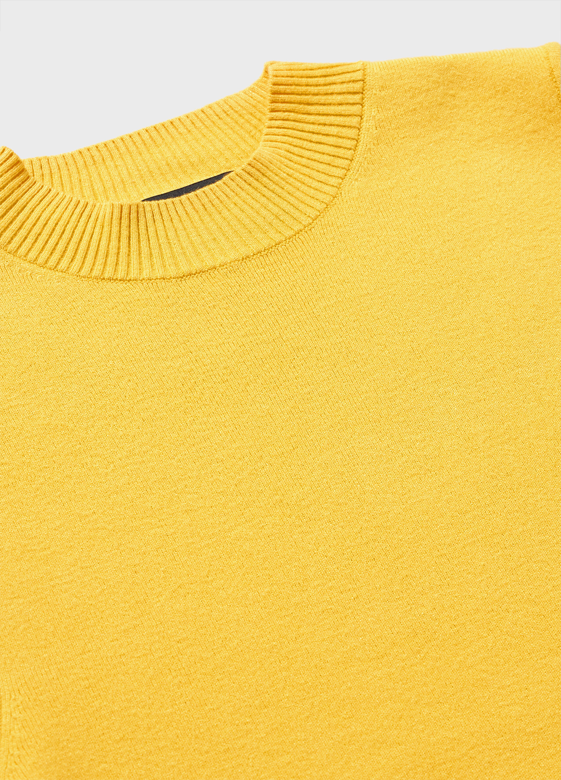 Yellow viscose blend high neck tricot top_6
