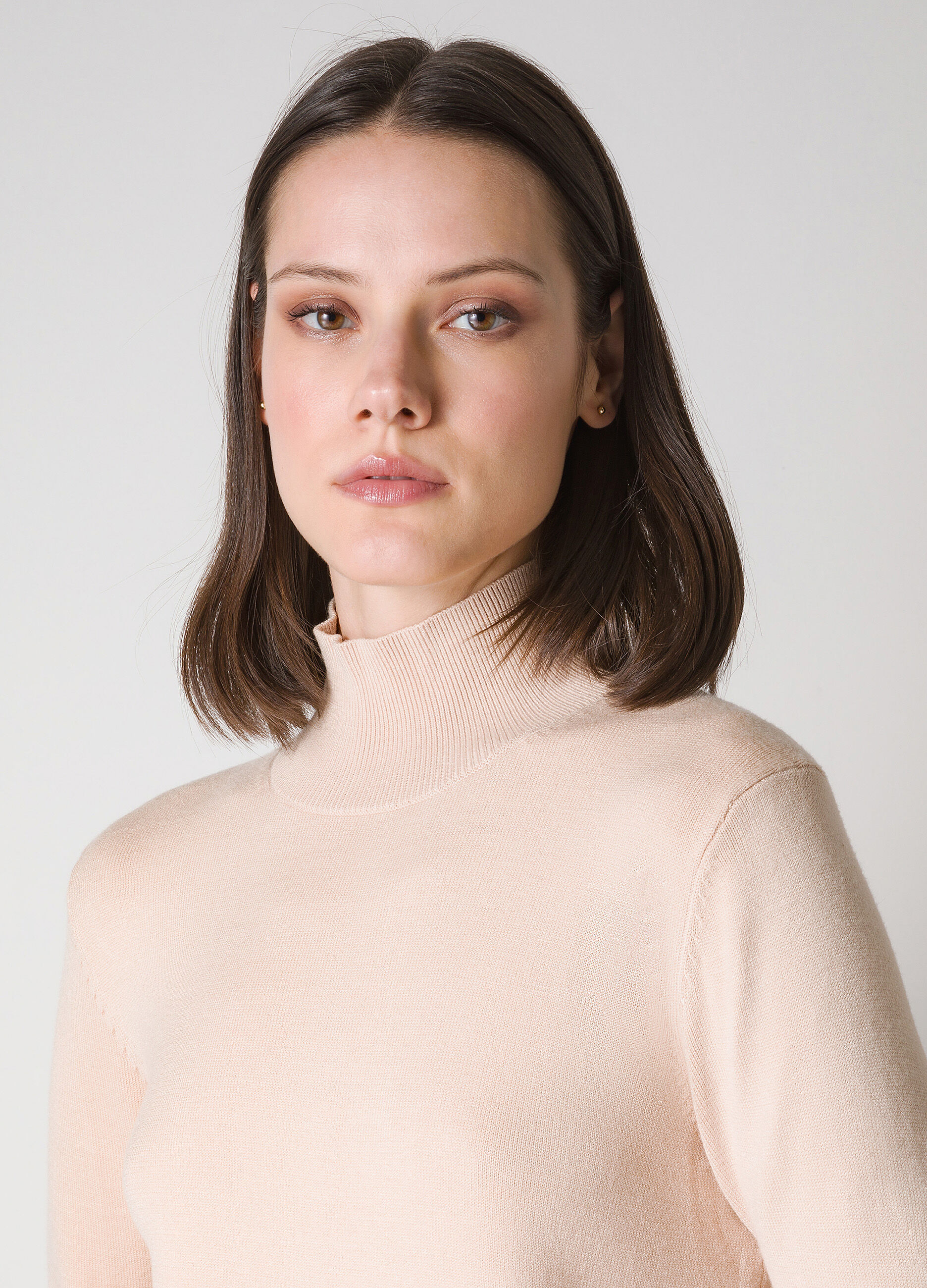 Short tricot turtleneck dress 