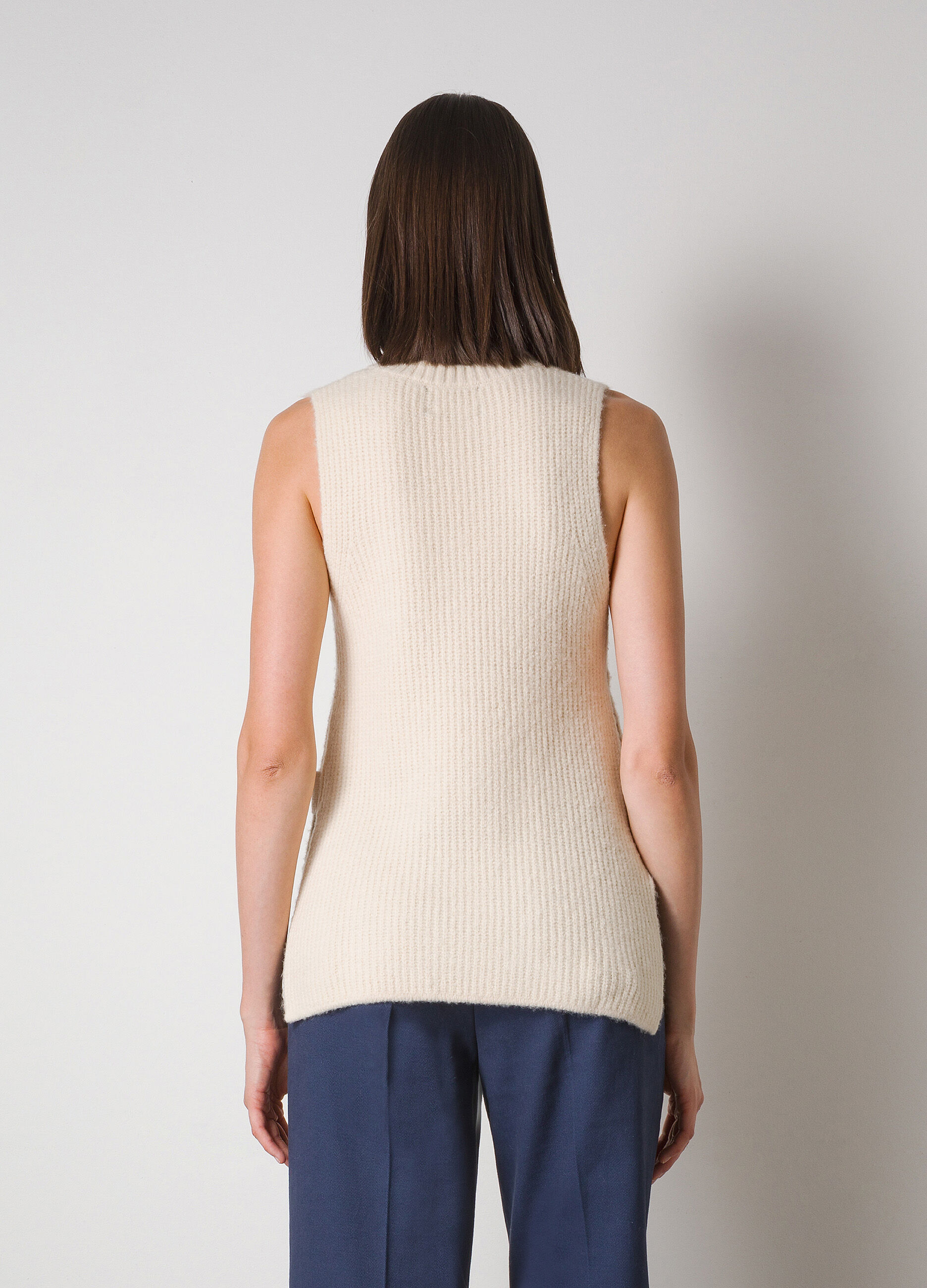 Wool-blend tricot waistcoat with side slits_1