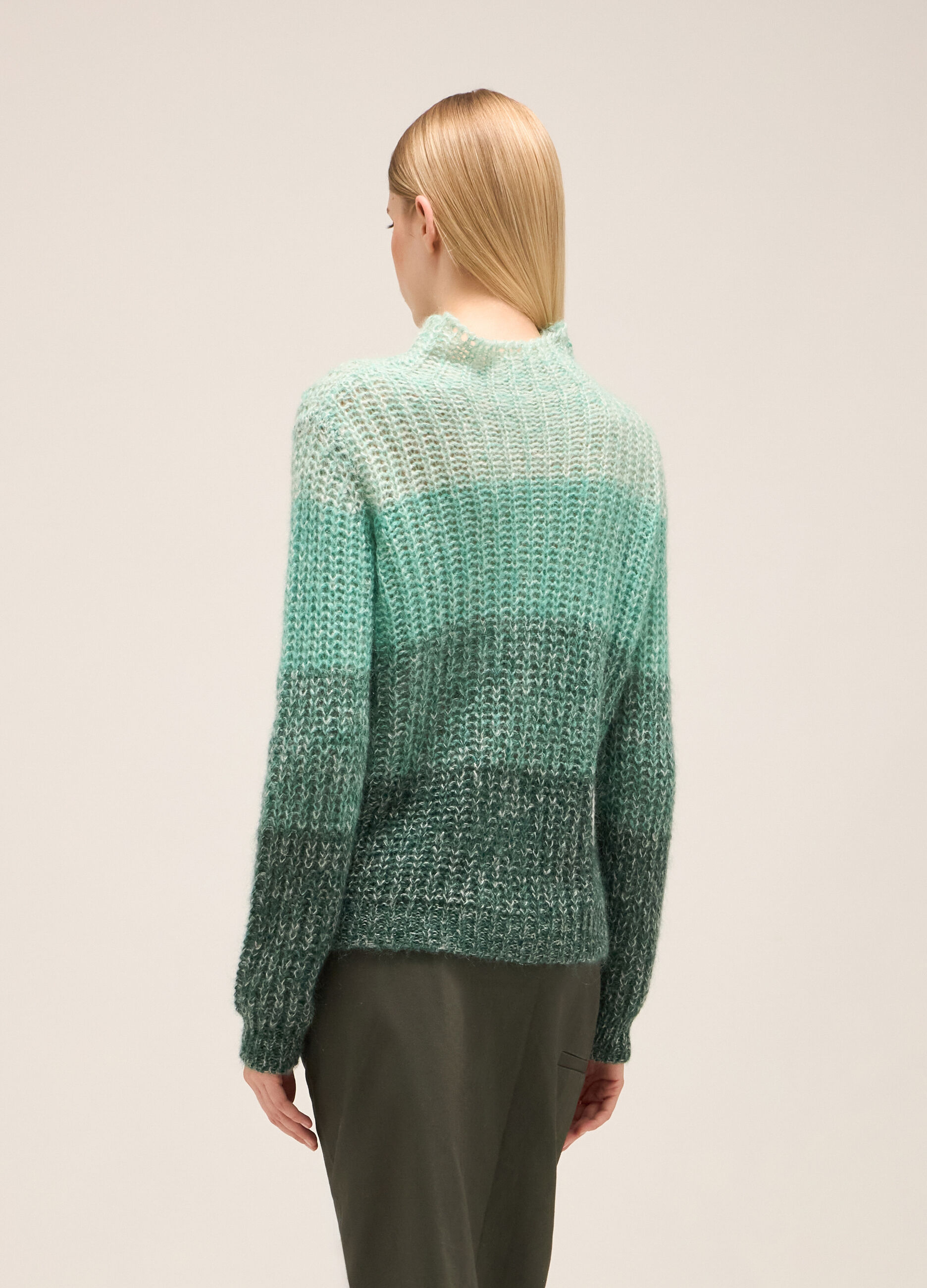 Turtle-neck sweater in mohair blend mélange 