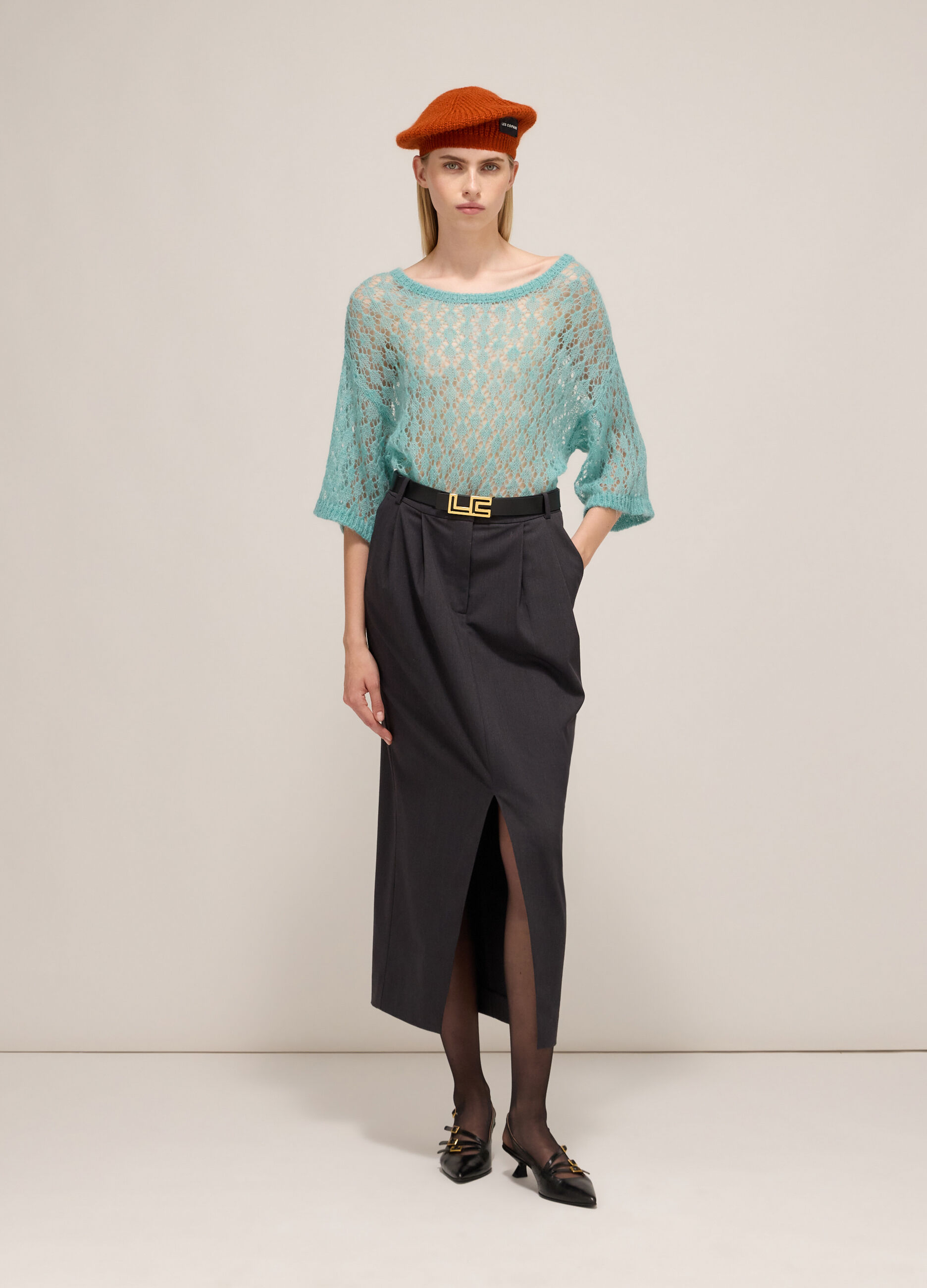 Openwork knit sweater