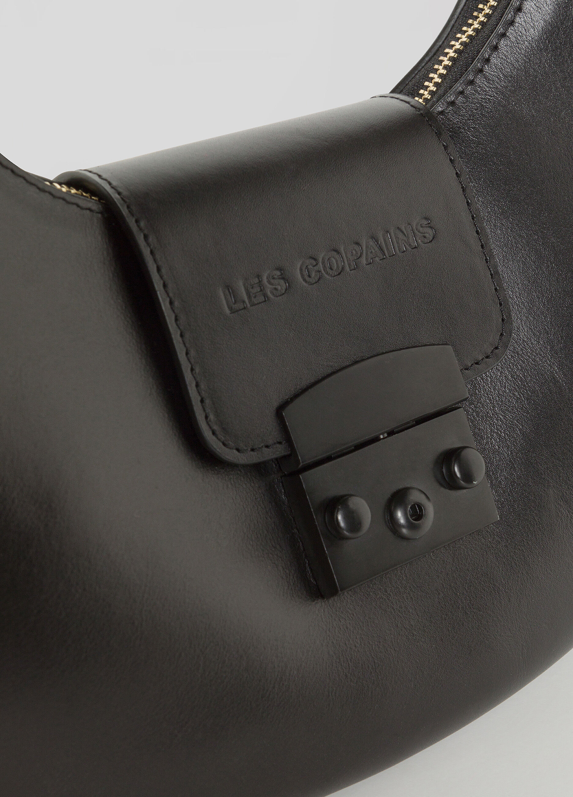 Black genuine leather hobo bag_2