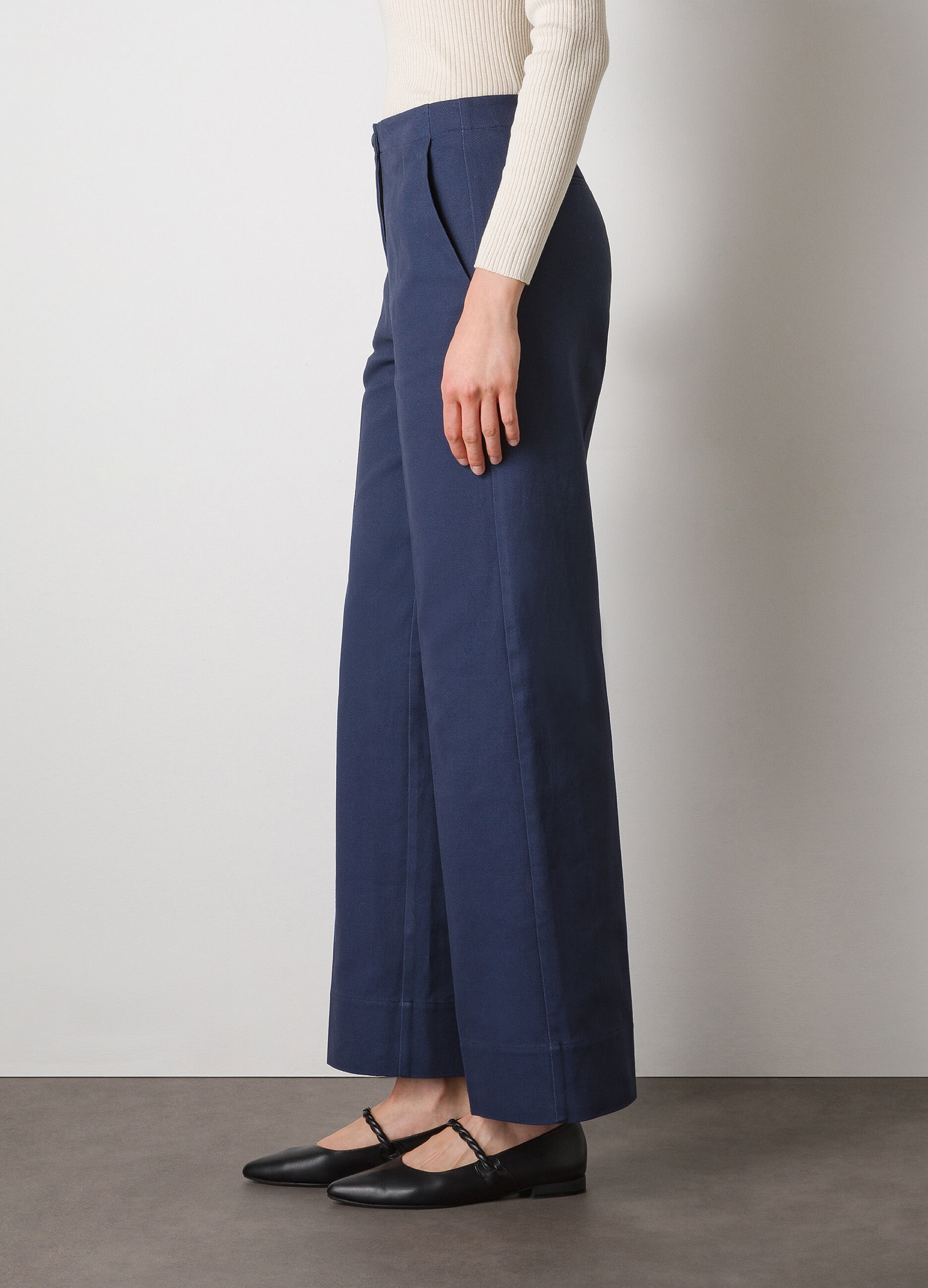 Palazzo pants in pure cotton twill