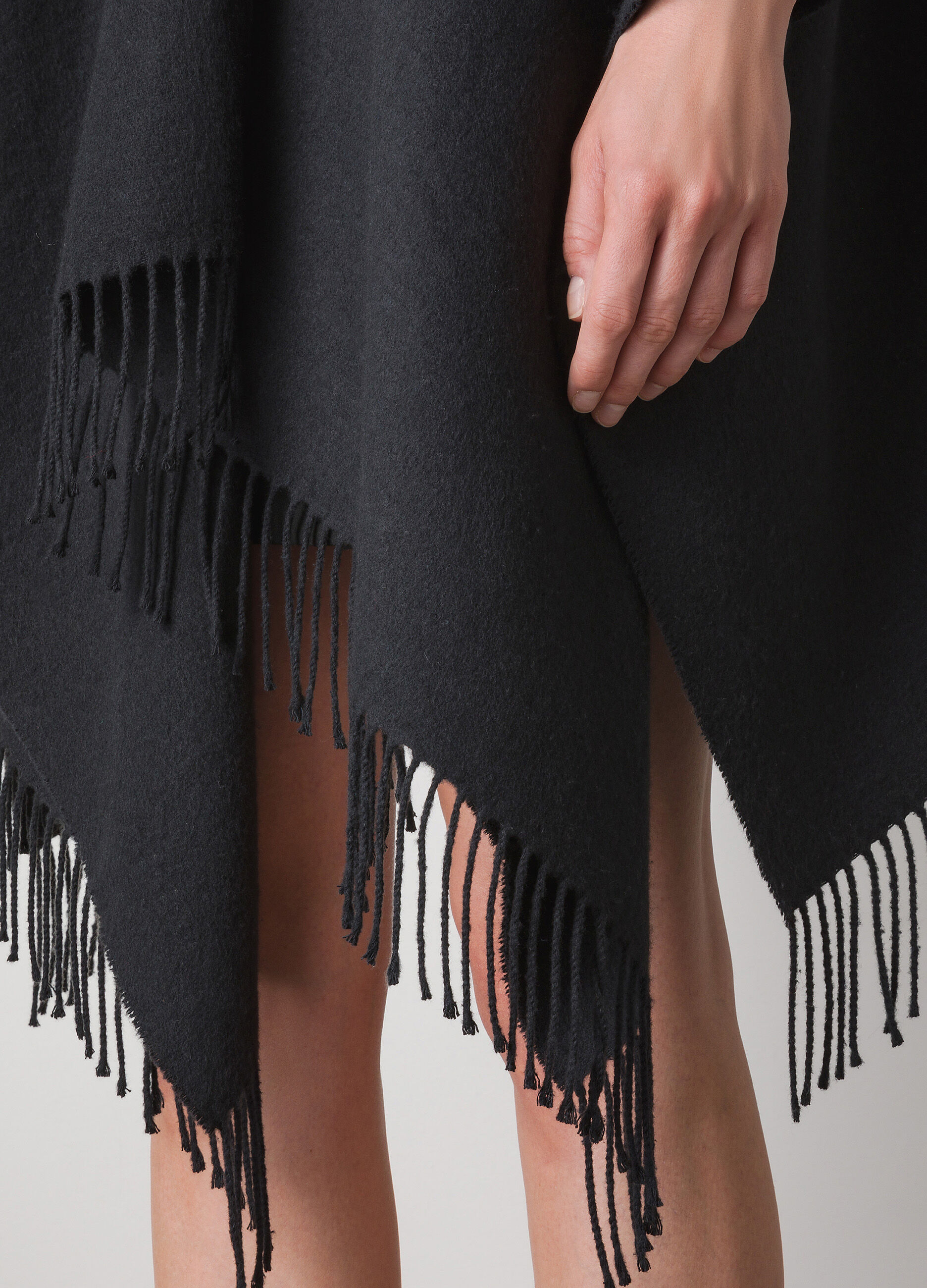 Black cotton blend shawl scarf