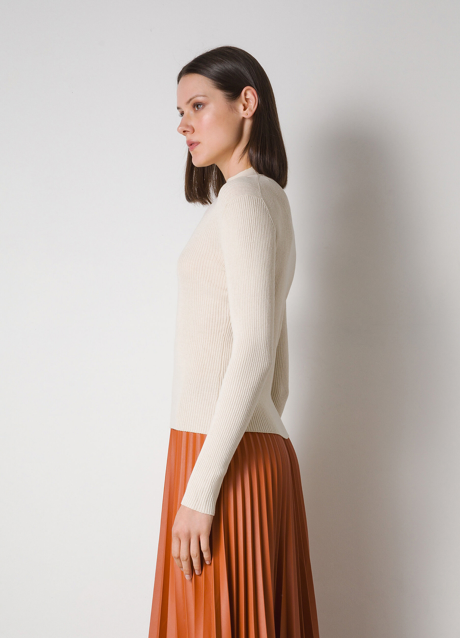 Long-sleeved T-shirt in ribbed cotton