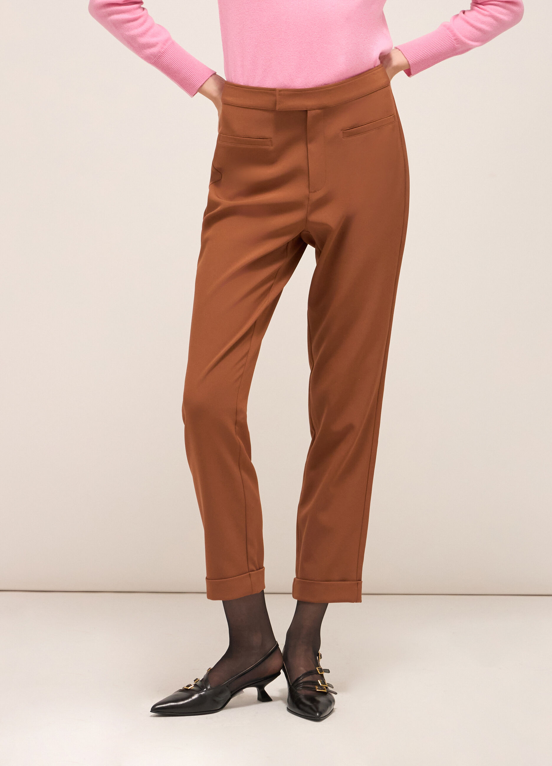 Polka dot stretch trousers