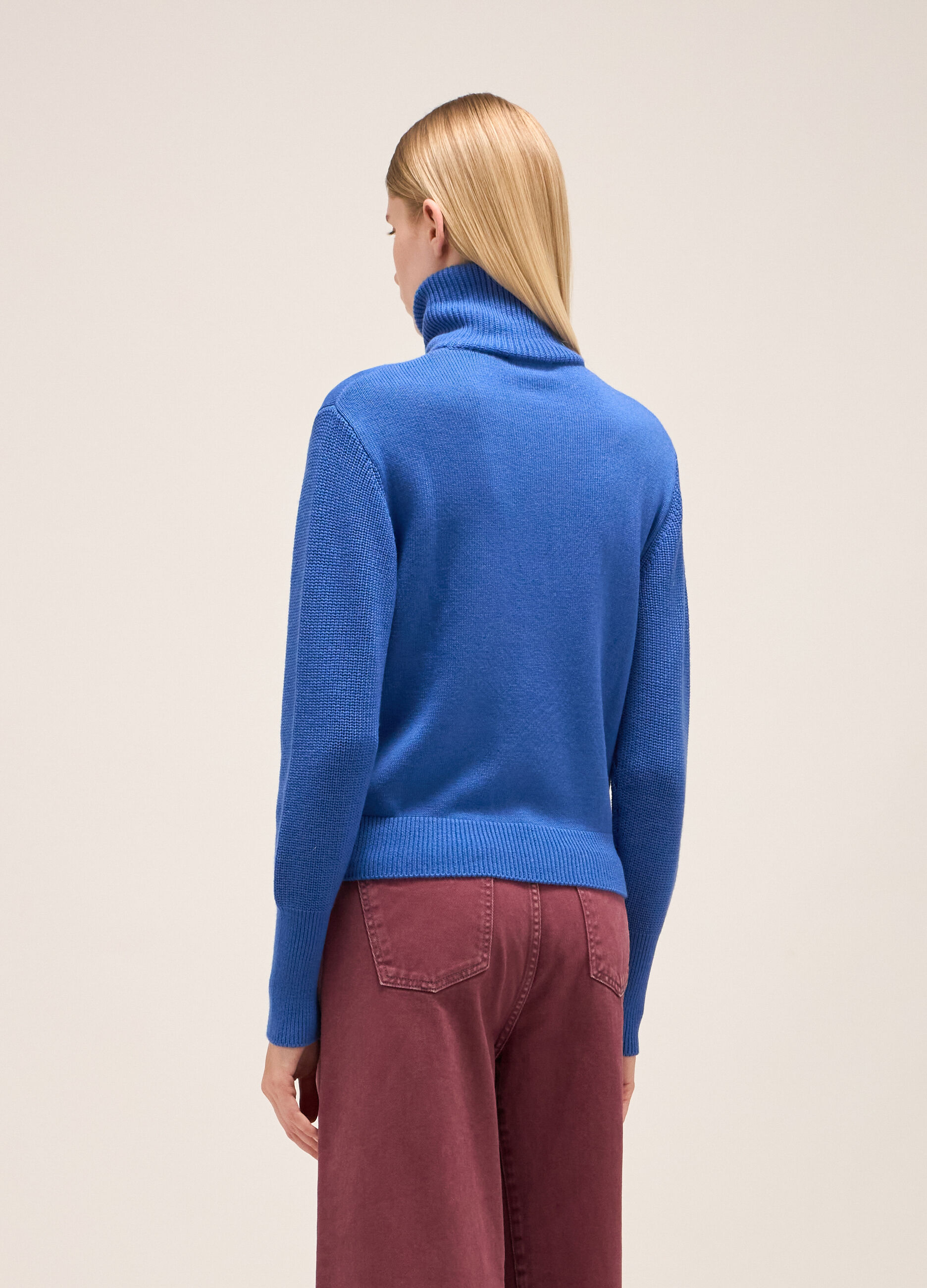 Knitted turtleneck with half zip