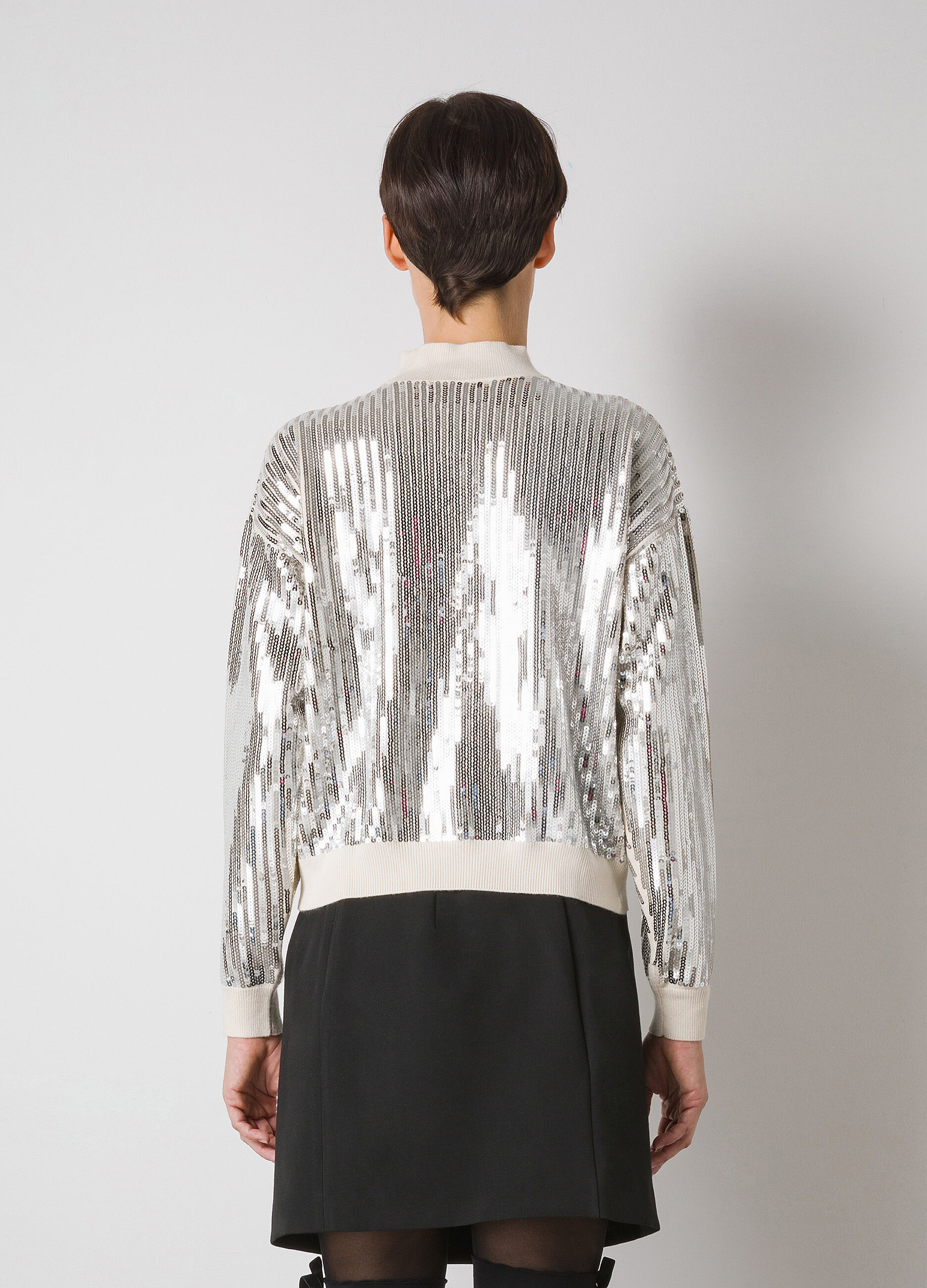 Woman s White sequin turtleneck sweater LES COPAINS