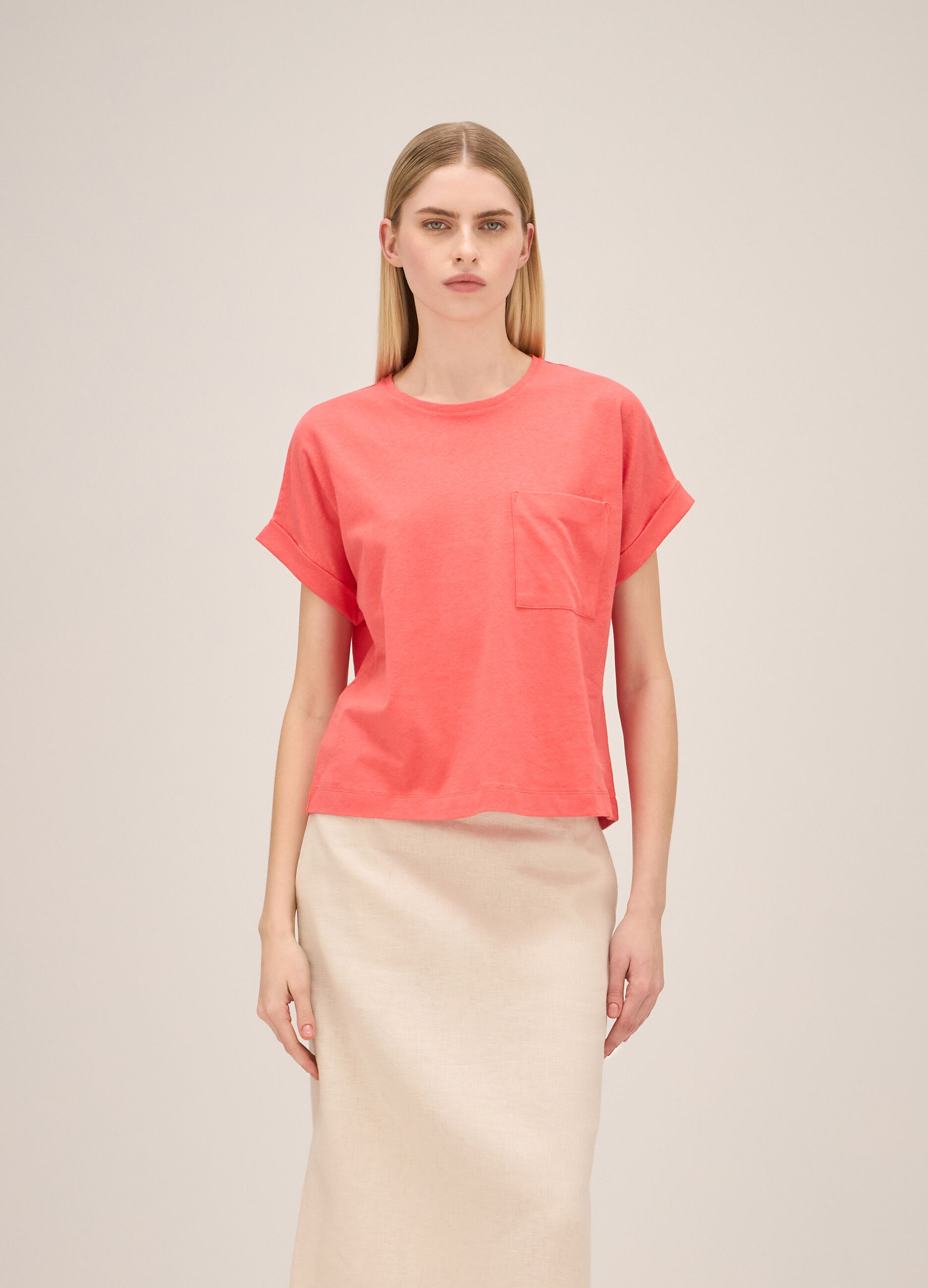 T-shirt in linen and cotton_1