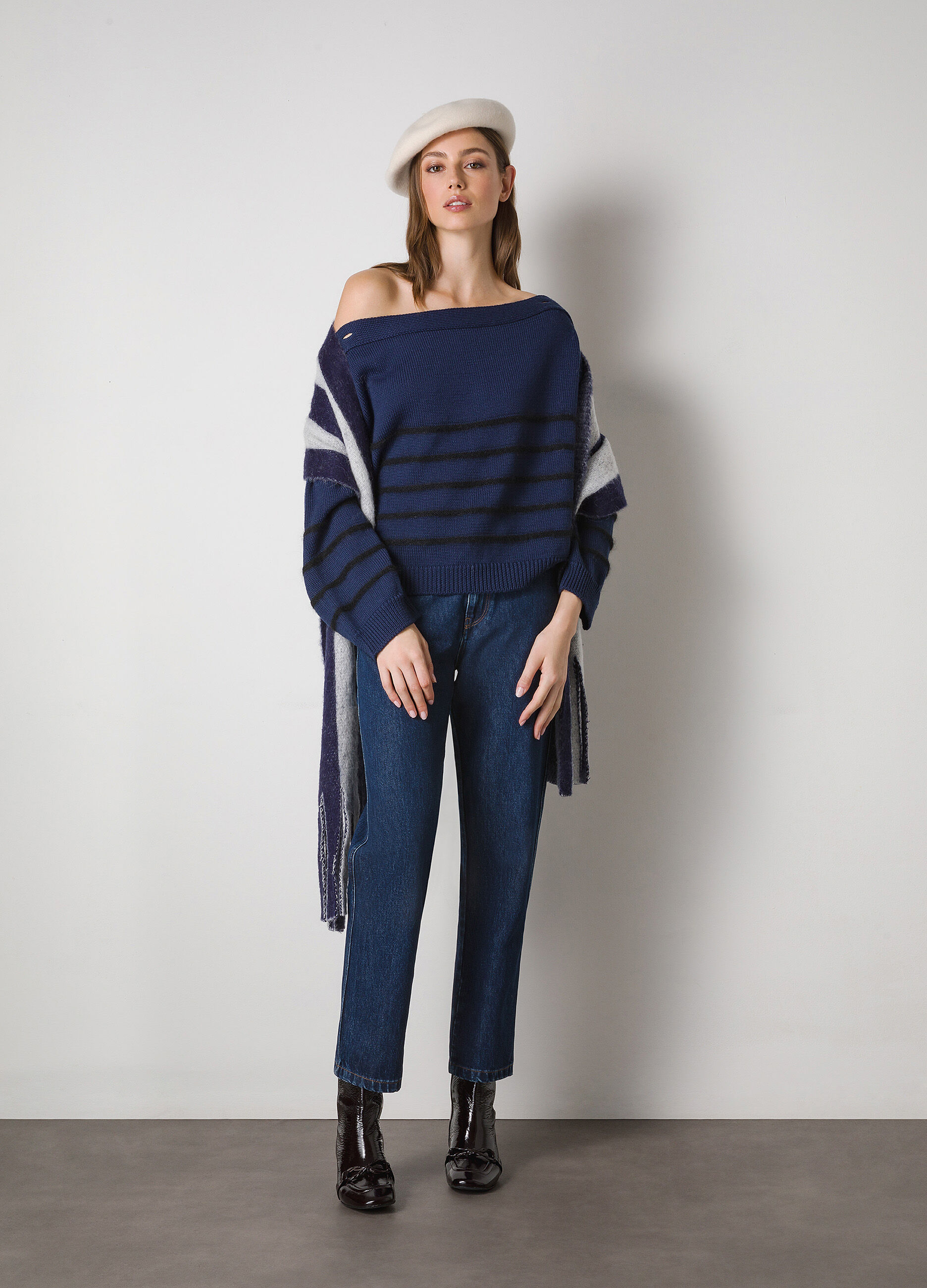 Striped pullover in virgin wool blend_0