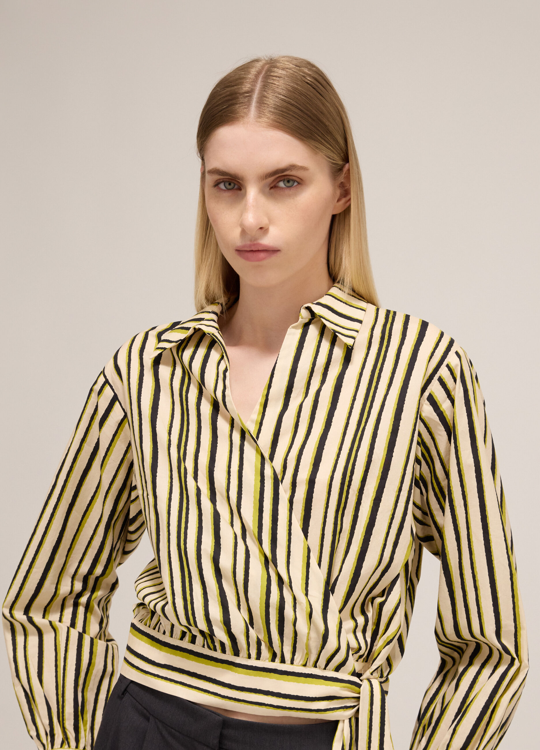 Striped shirt with bow