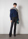 Blue off the shoulder wool and alpaca blend tricot top _0