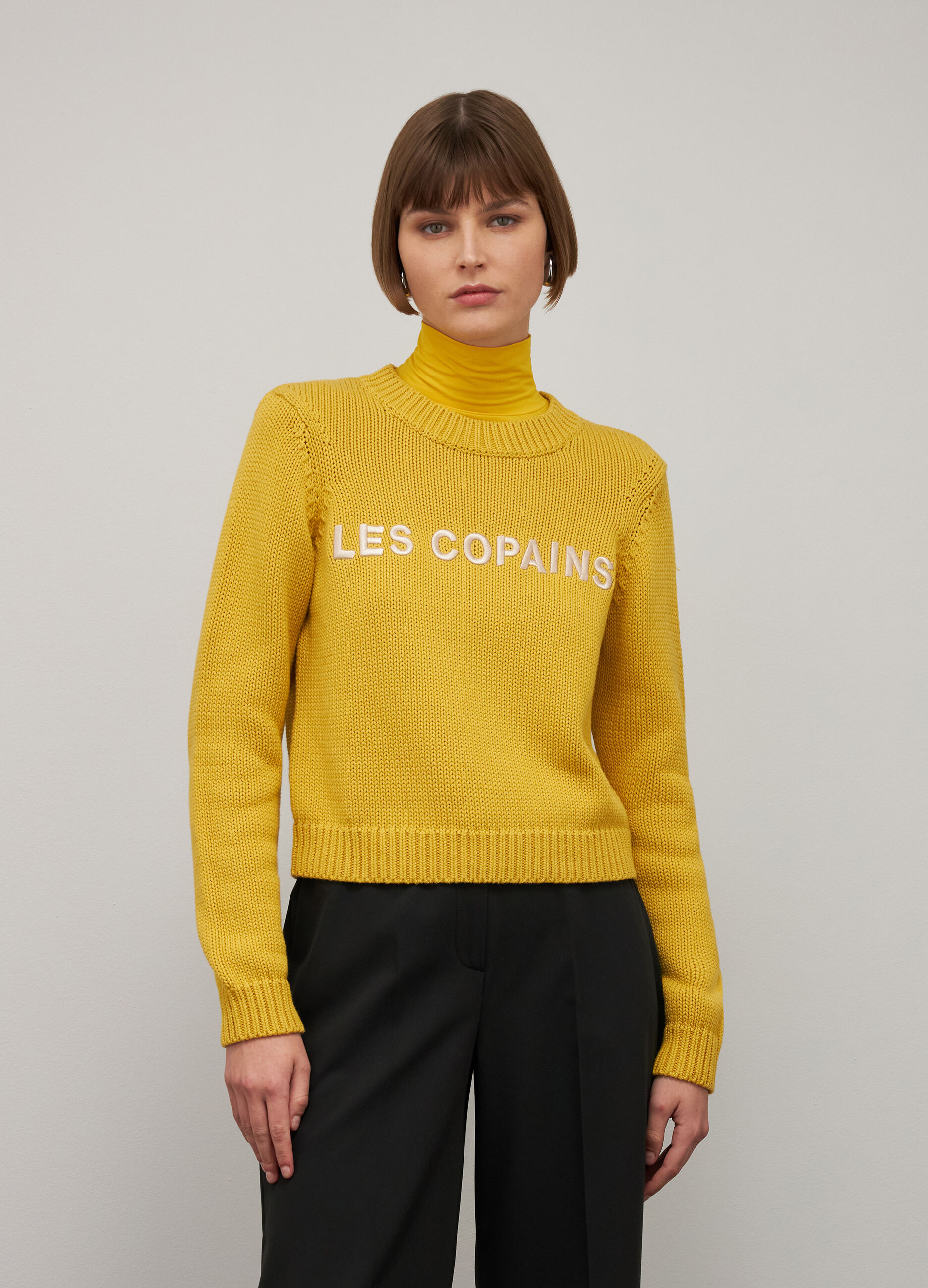Yellow pure cotton tricot sweater_1