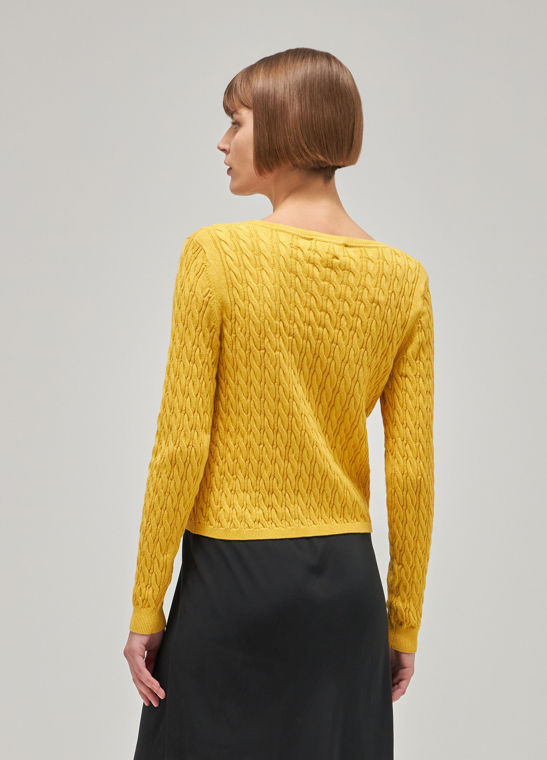 Yellow cotton and silk tricot sweater_2