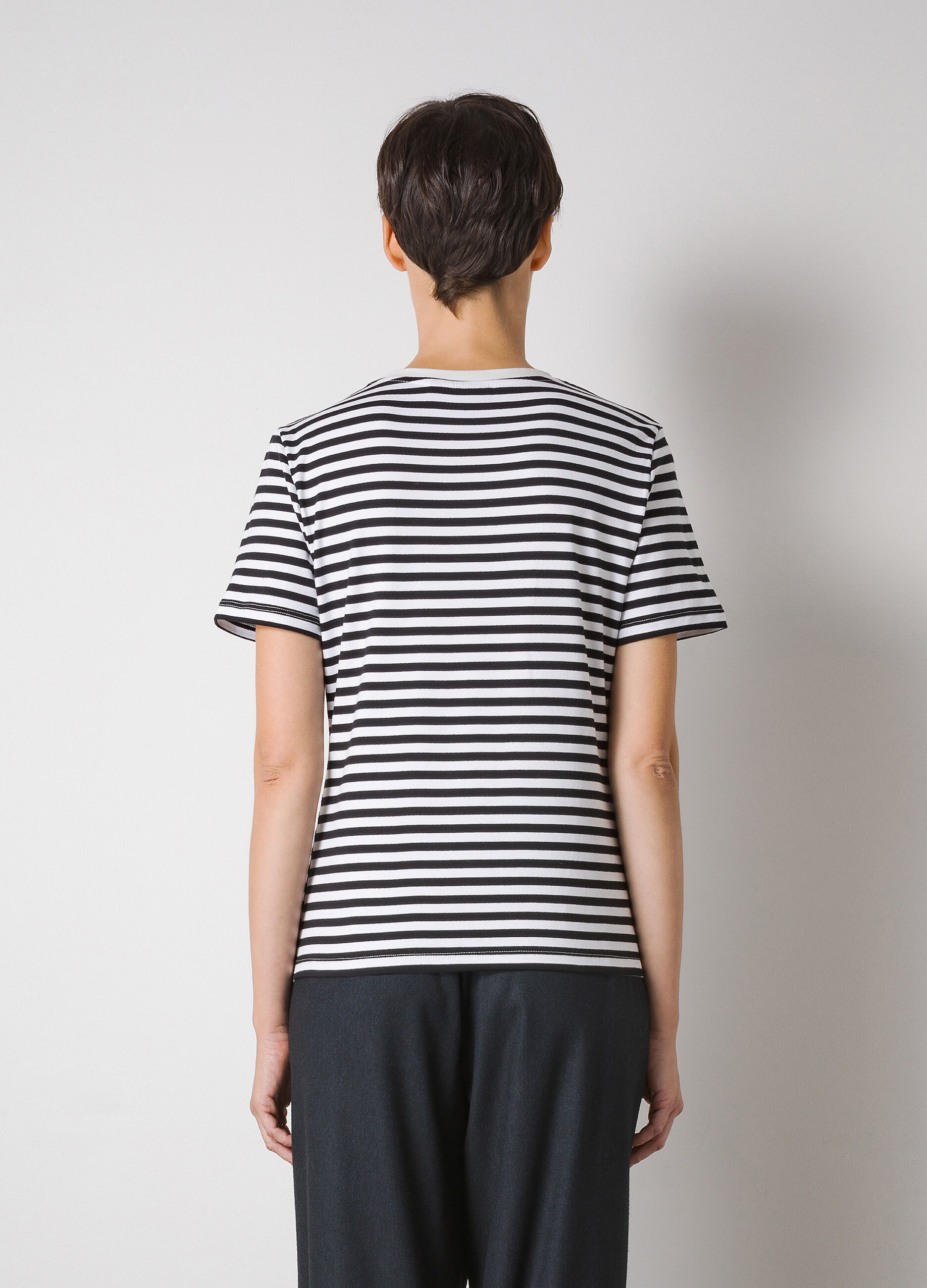 Black and white stripe 100% cotton T-shirt_1