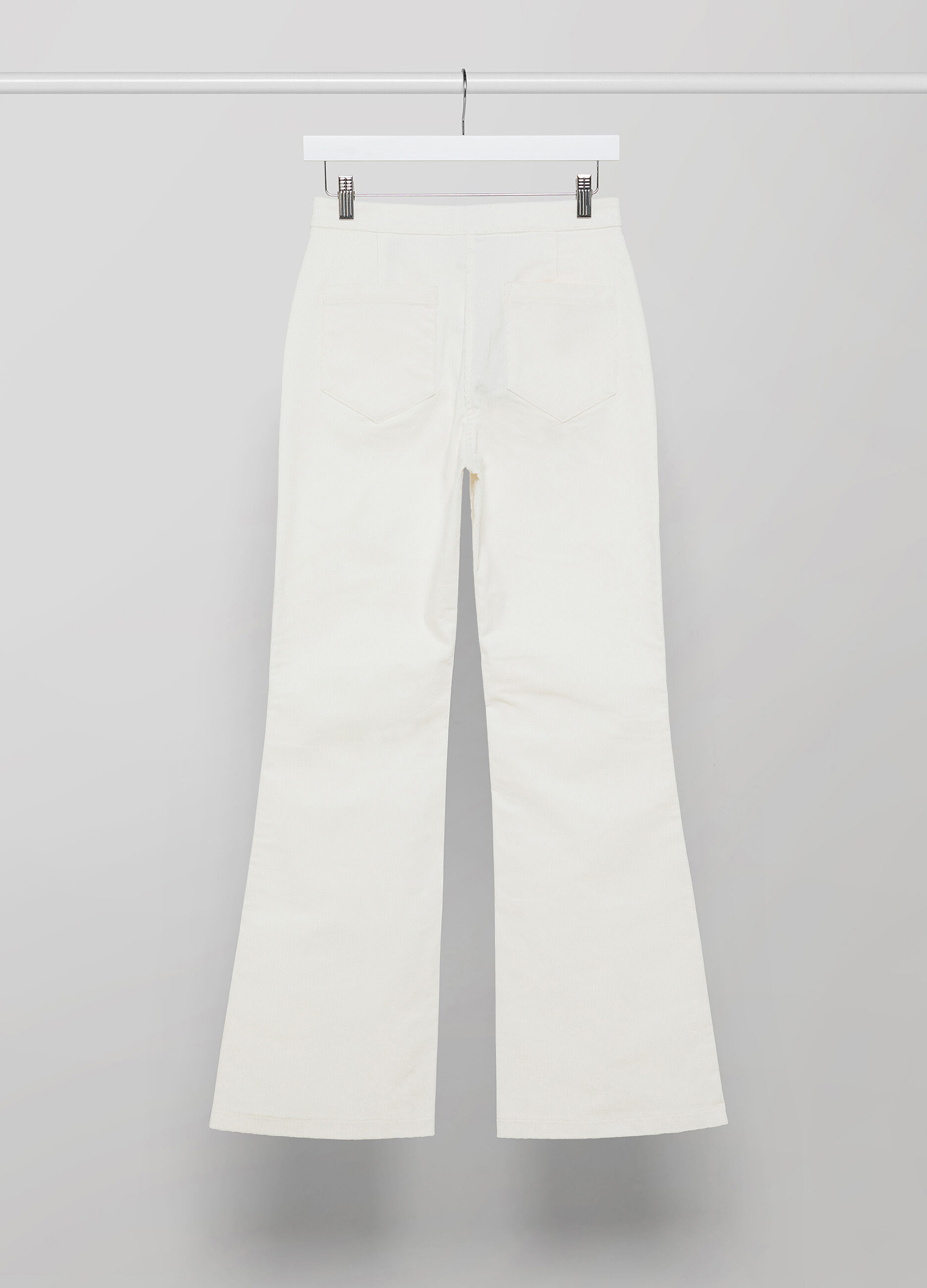 Pantalon blanc craie en velours côtelé flare fit _5