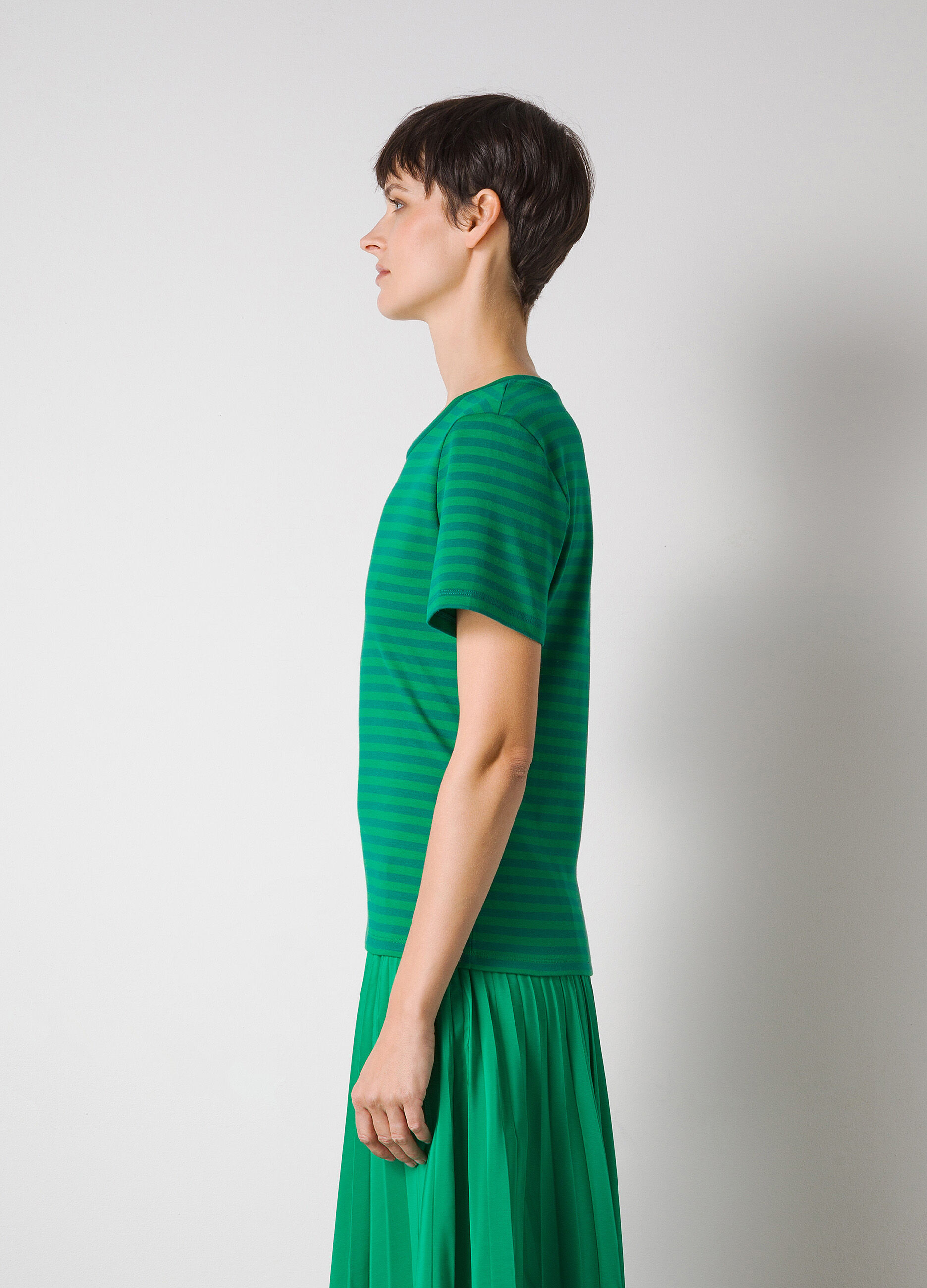 Green stripe 100% cotton T-shirt_3