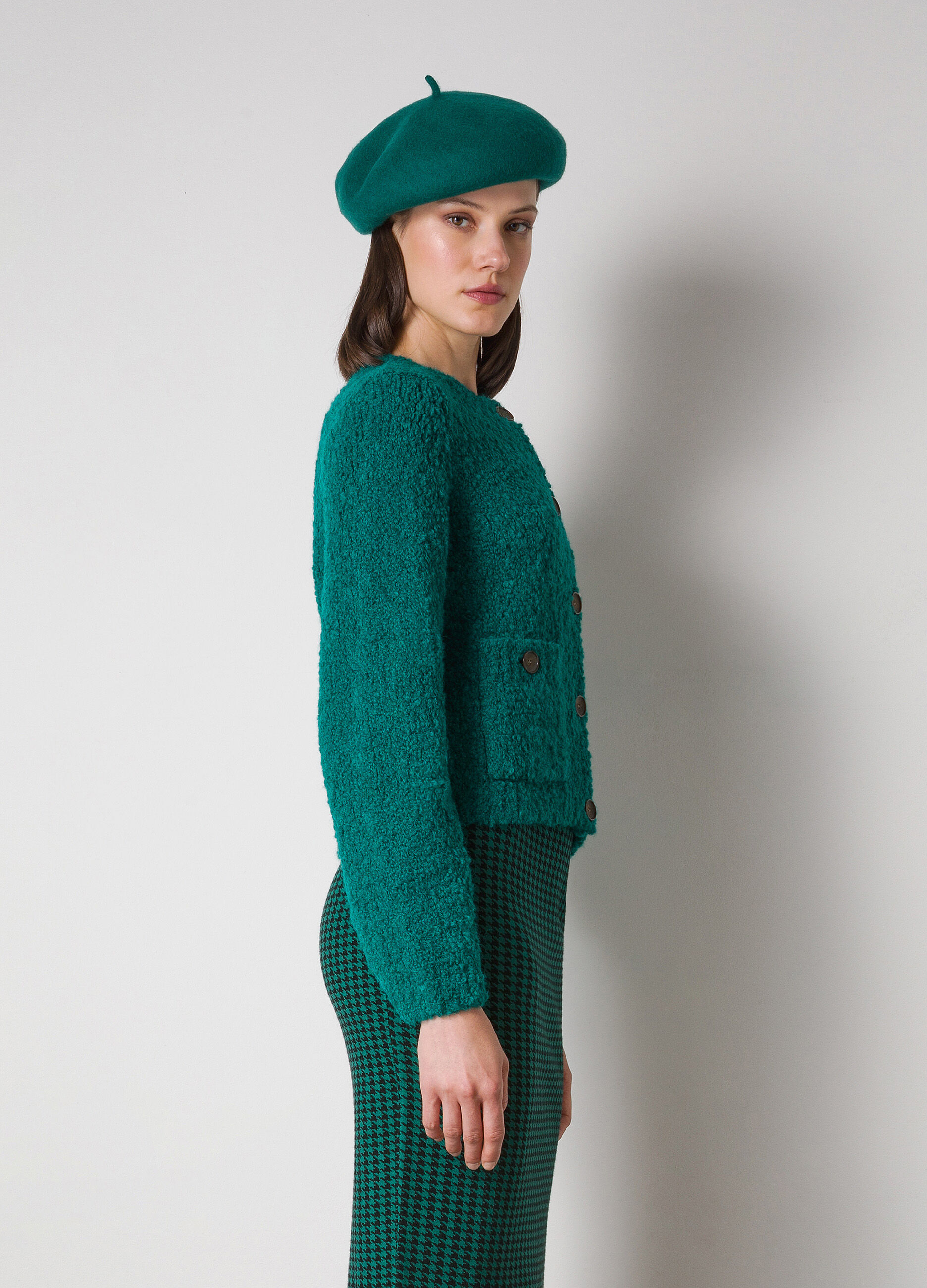 Alpaca wool blend loop stitch cardigan
