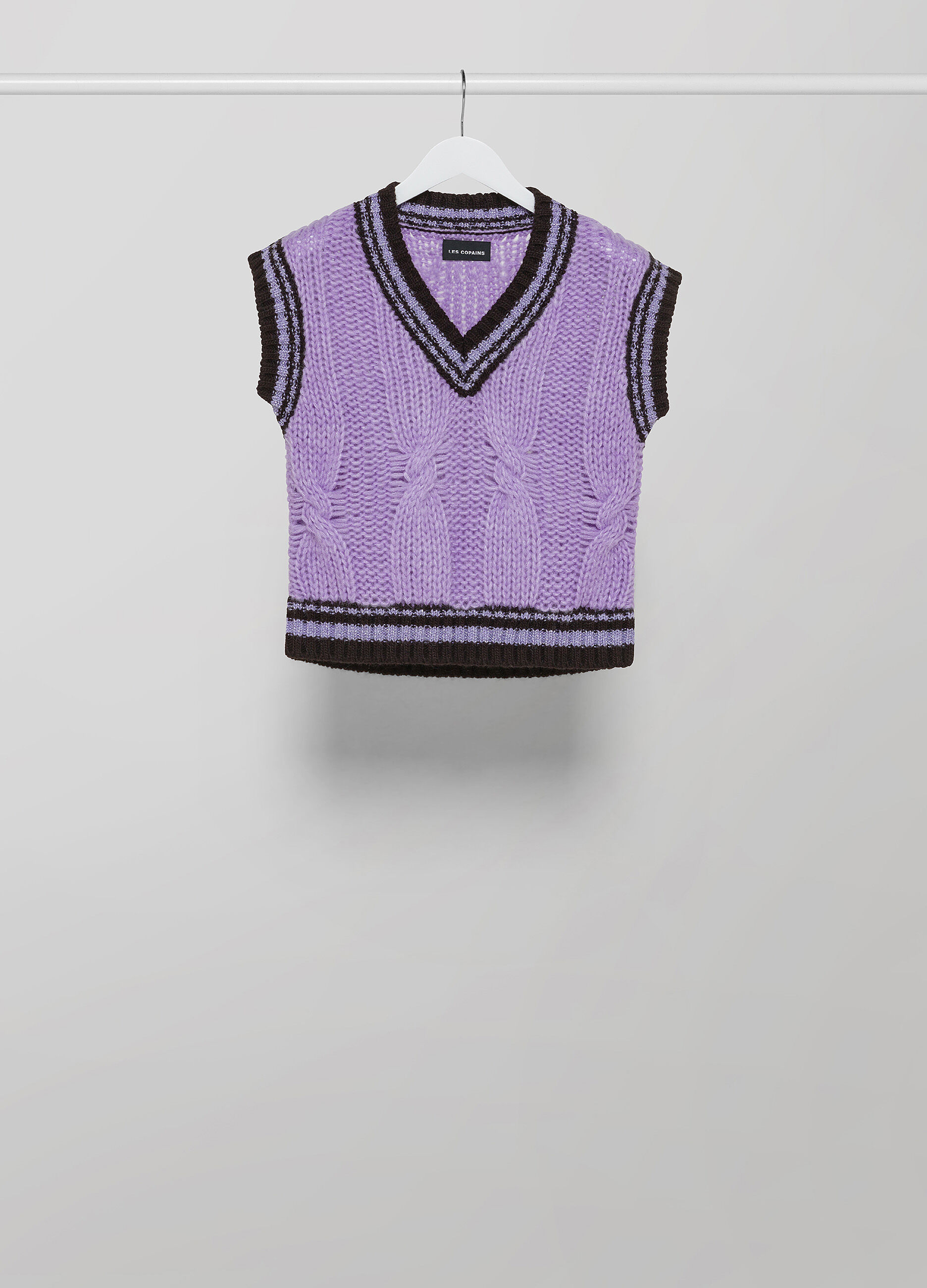 Mohair wool-blend tricot waistcoat with V-neck