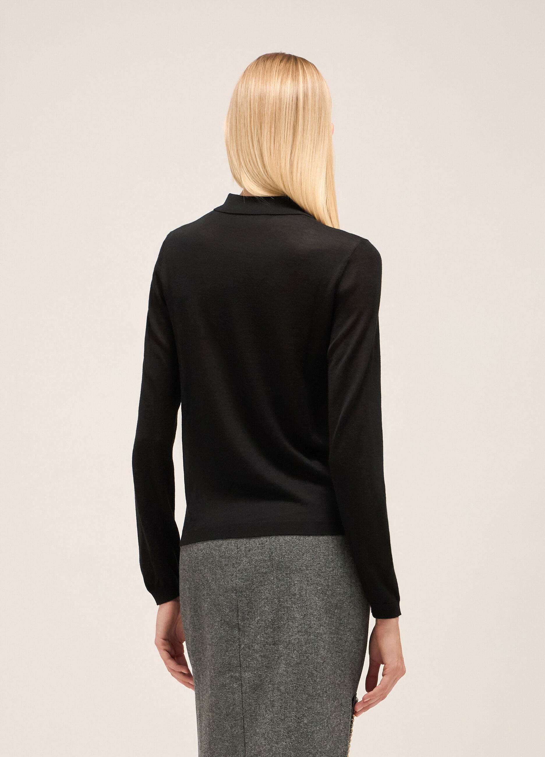 Polo neck with long sleeves in wool blend