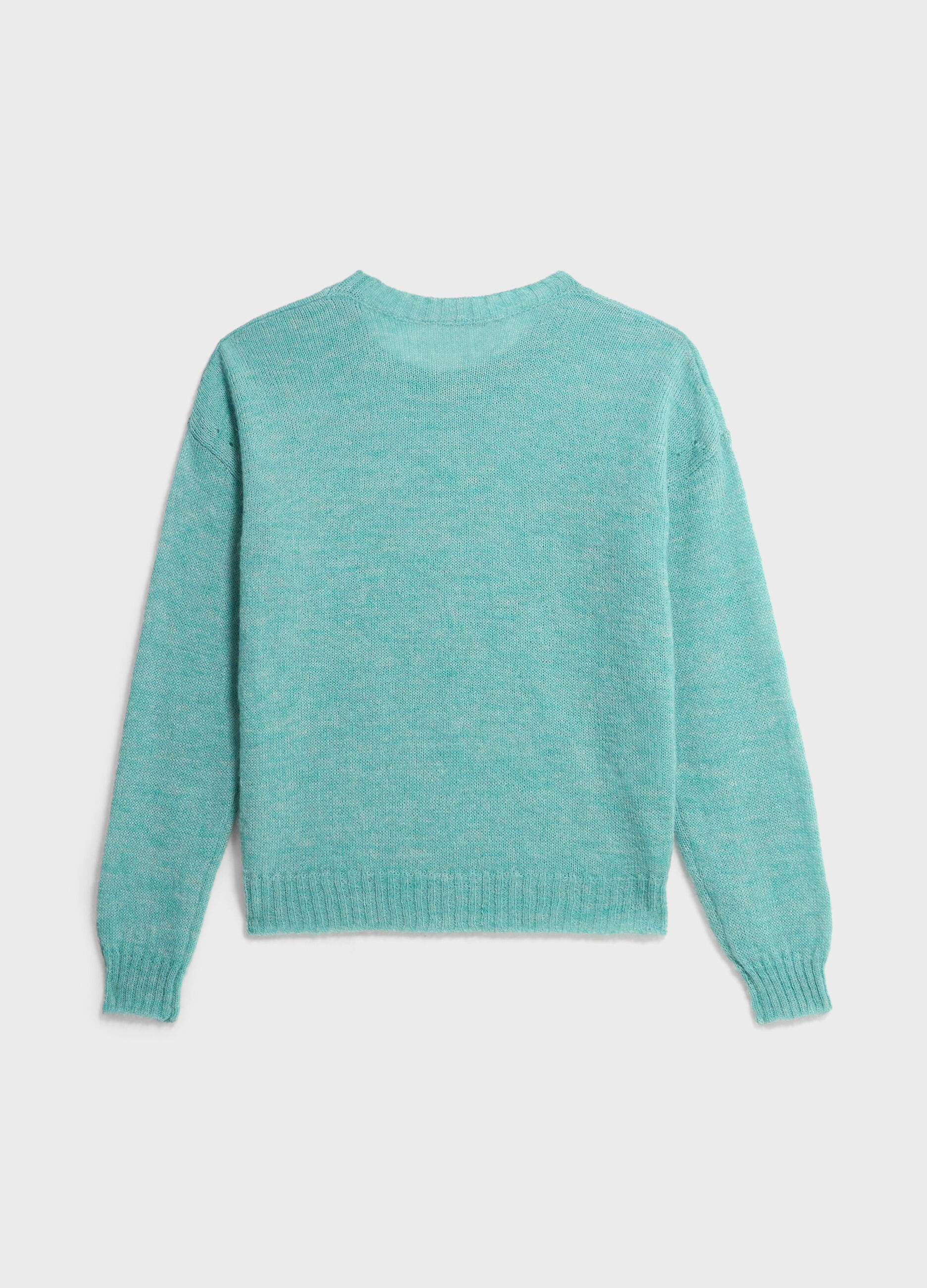 Knitted sweater with round neck