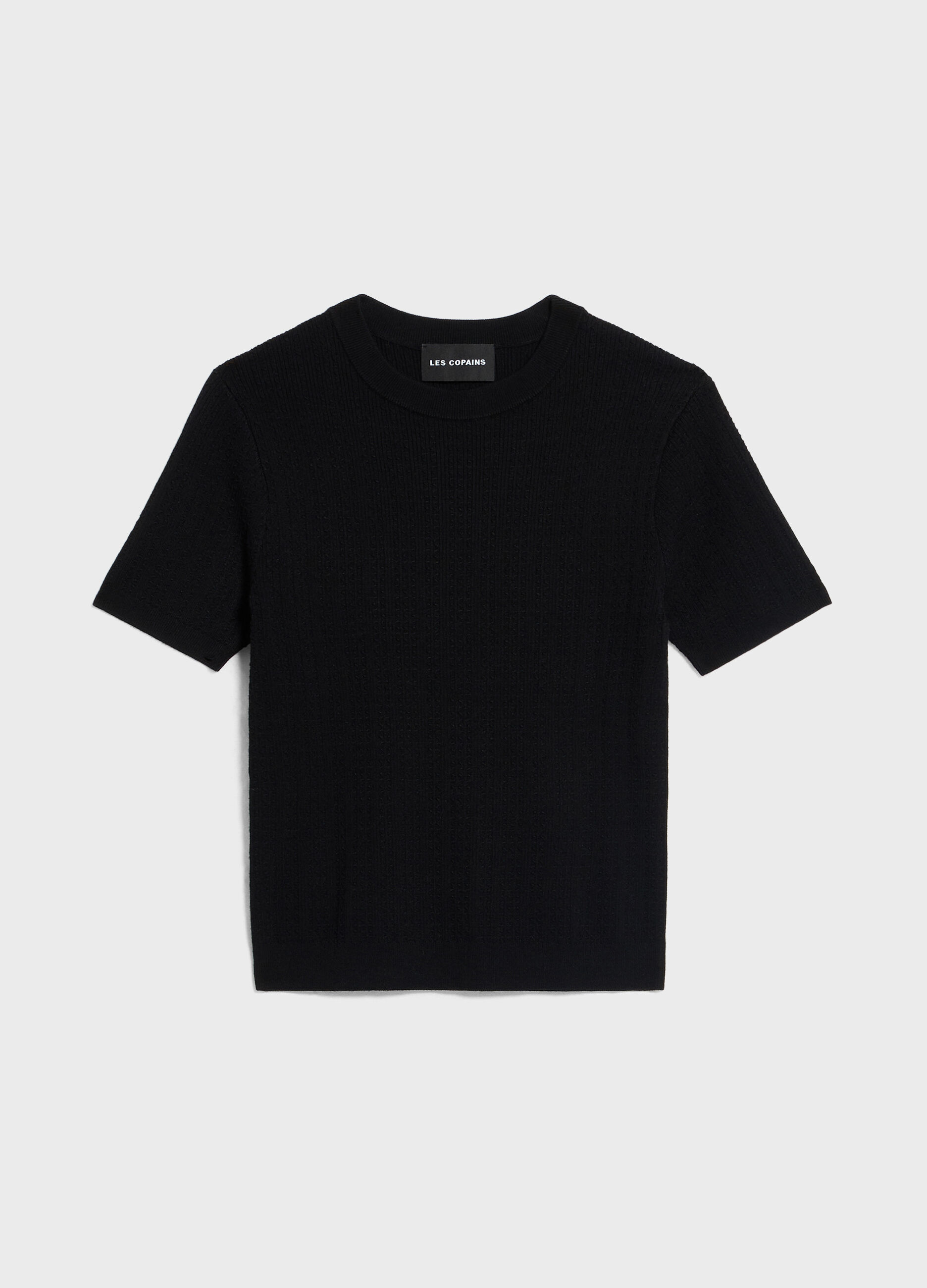 Knitted top with short sleeves