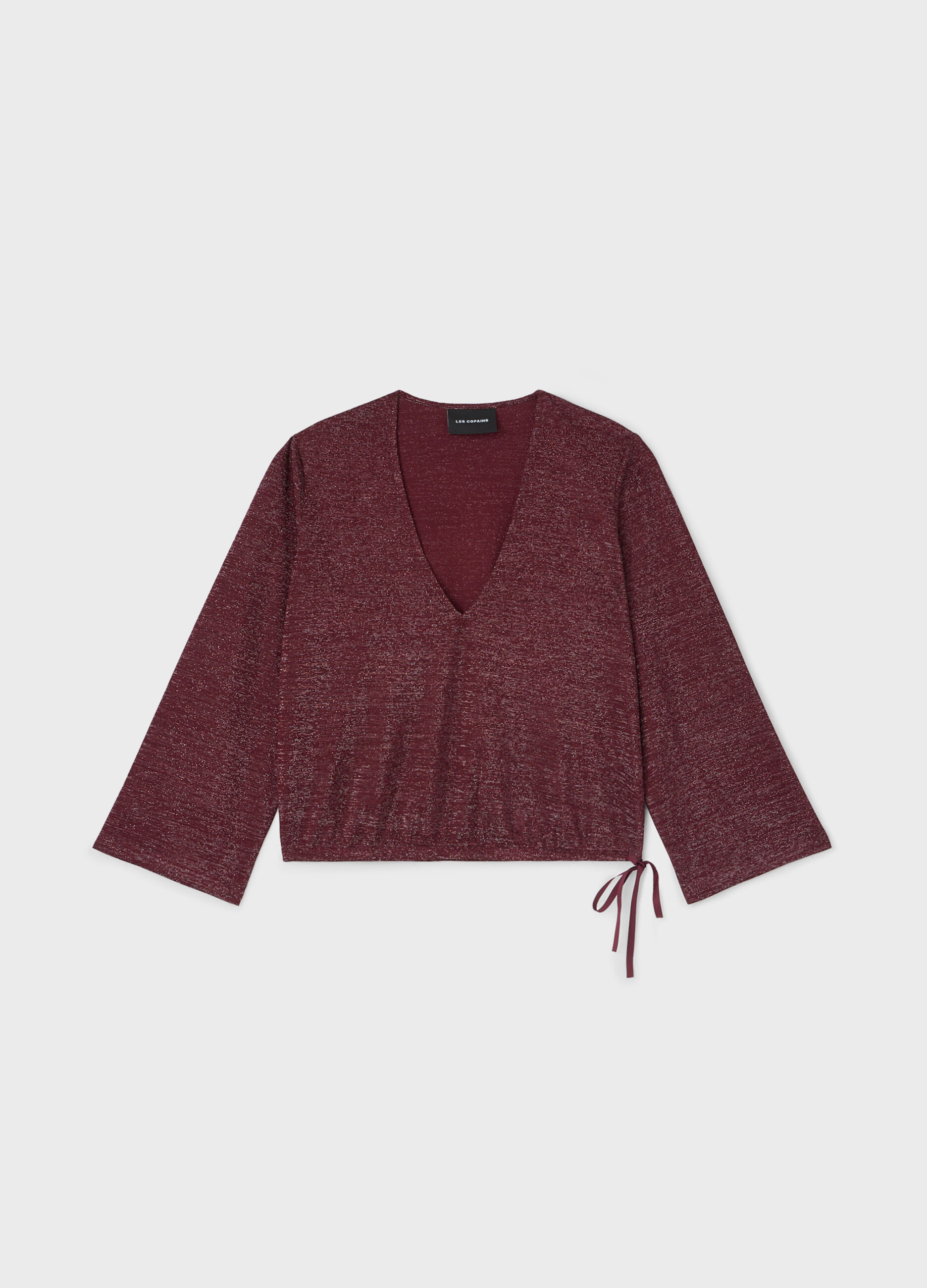 V-neck blouse with metallic effect