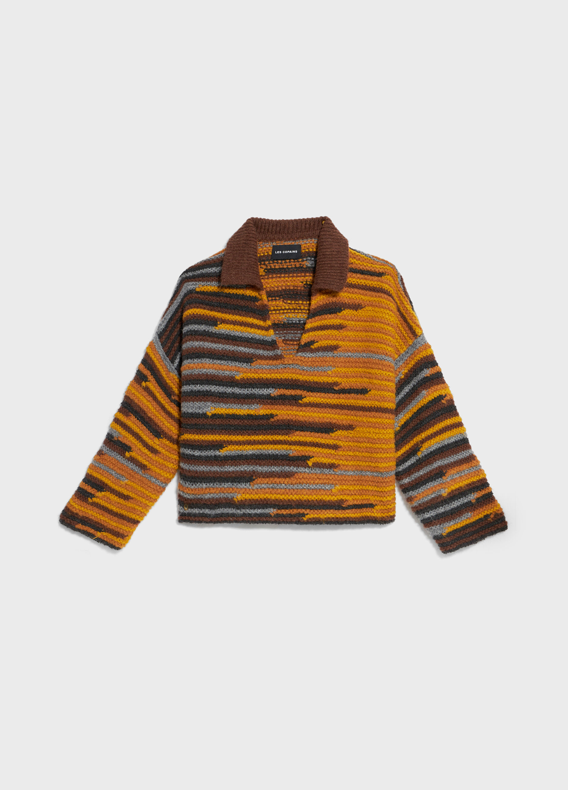 Knitted polo shirt with chunky stripes