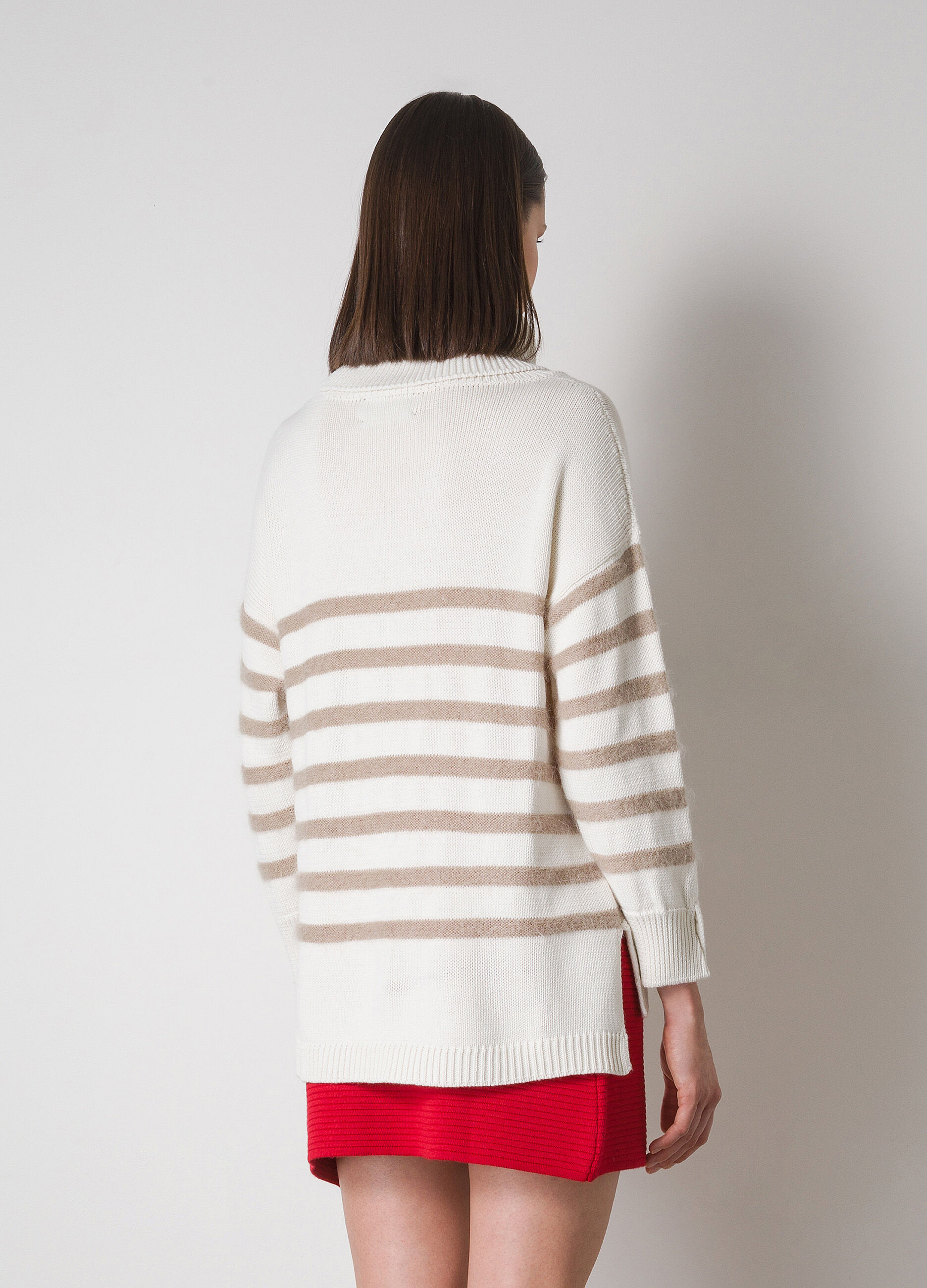 Striped pullover in virgin wool blend _1