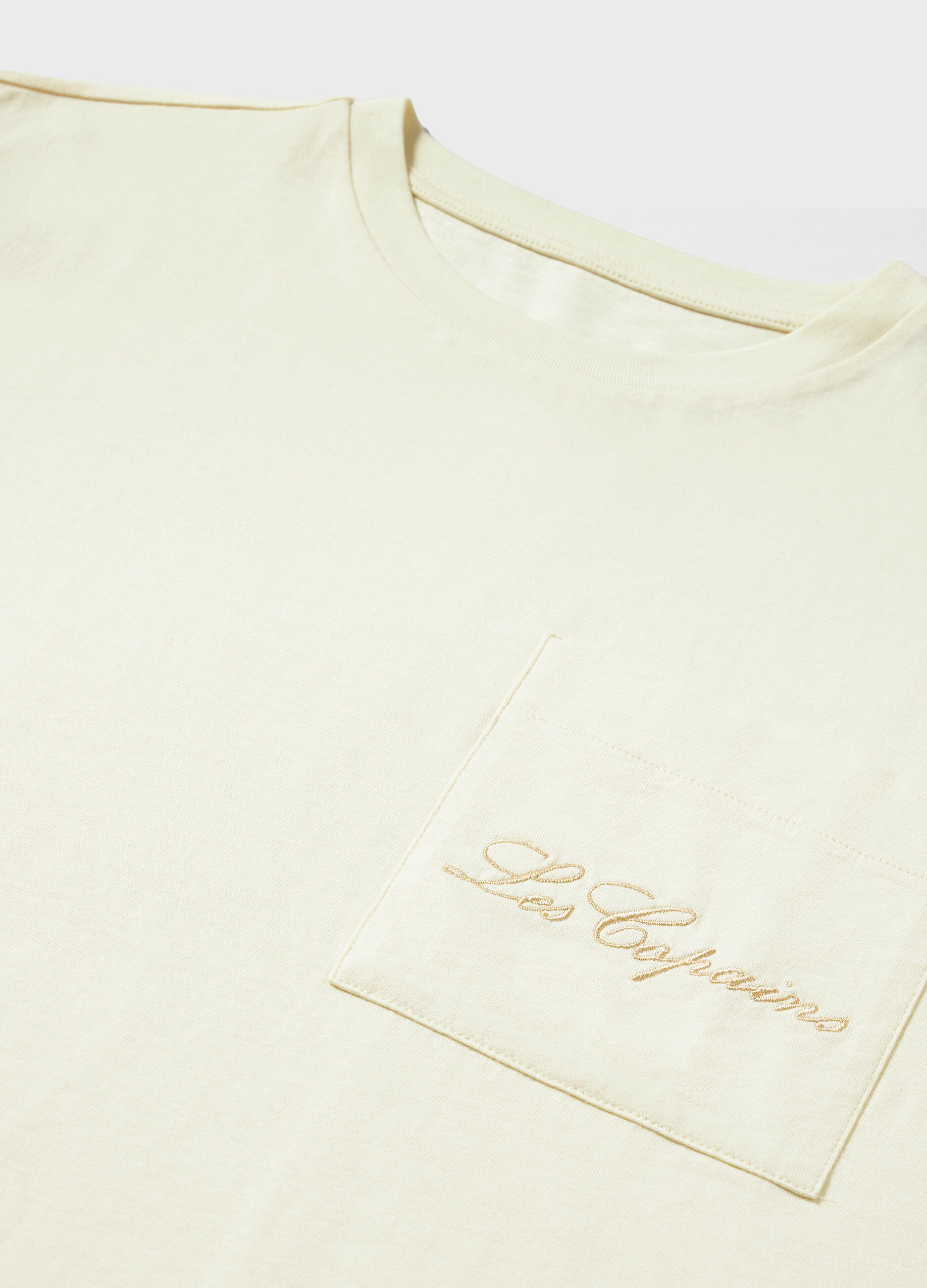 Beige pure cotton logo T-shirt_6