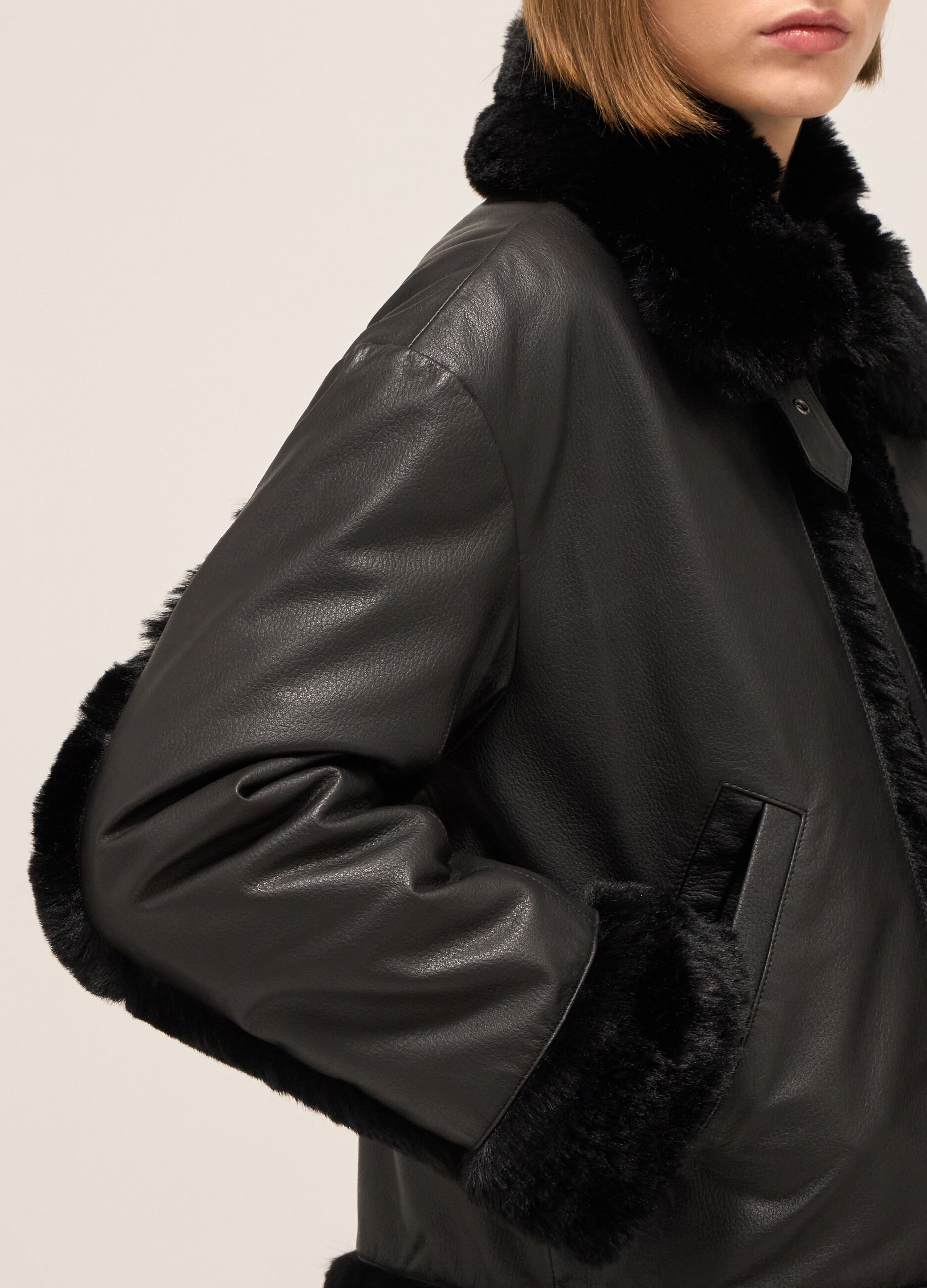 Jacket in shearling-effect leather