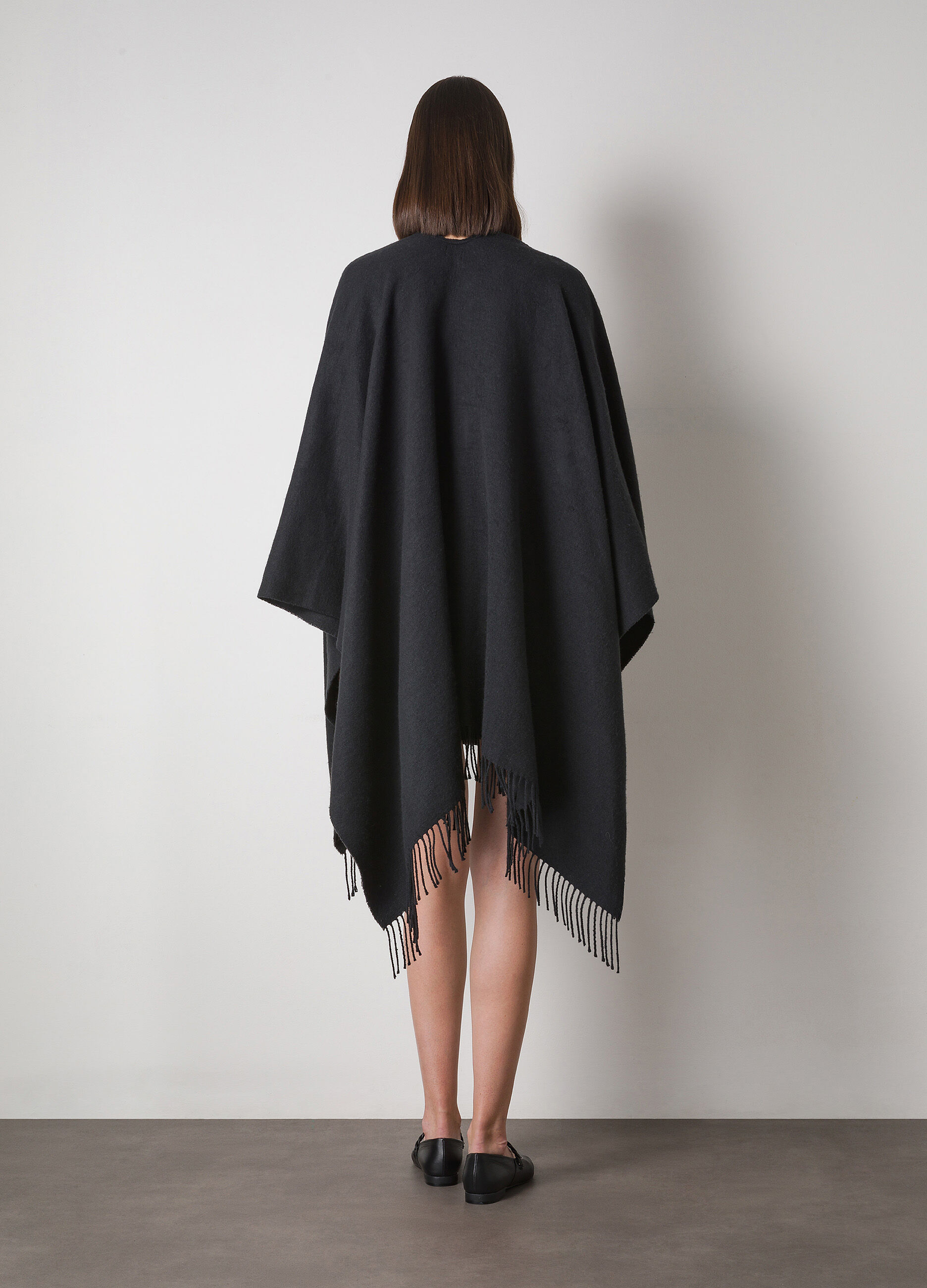 Black cotton blend shawl scarf