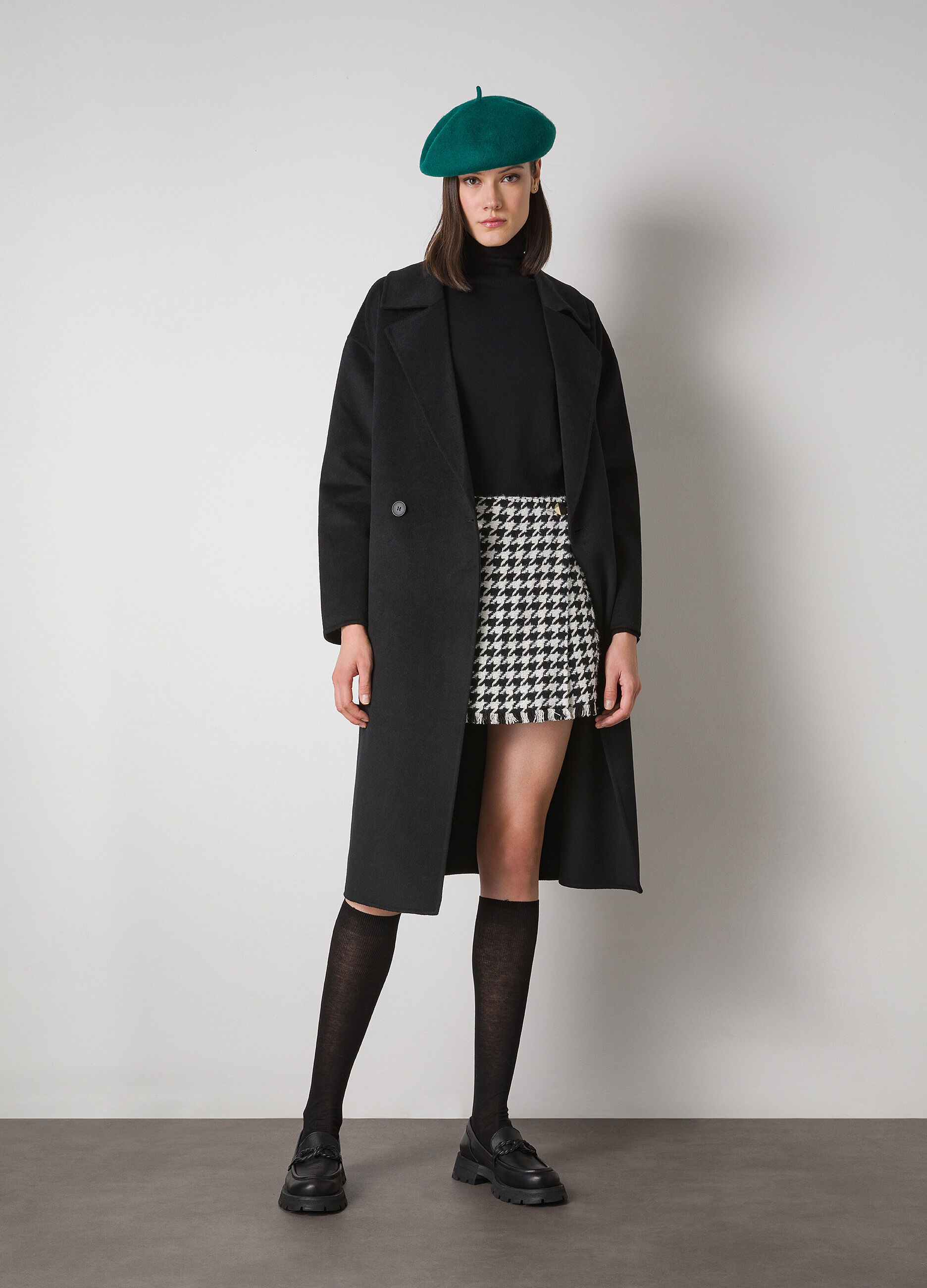 Houndstooth wrap-around skirt
