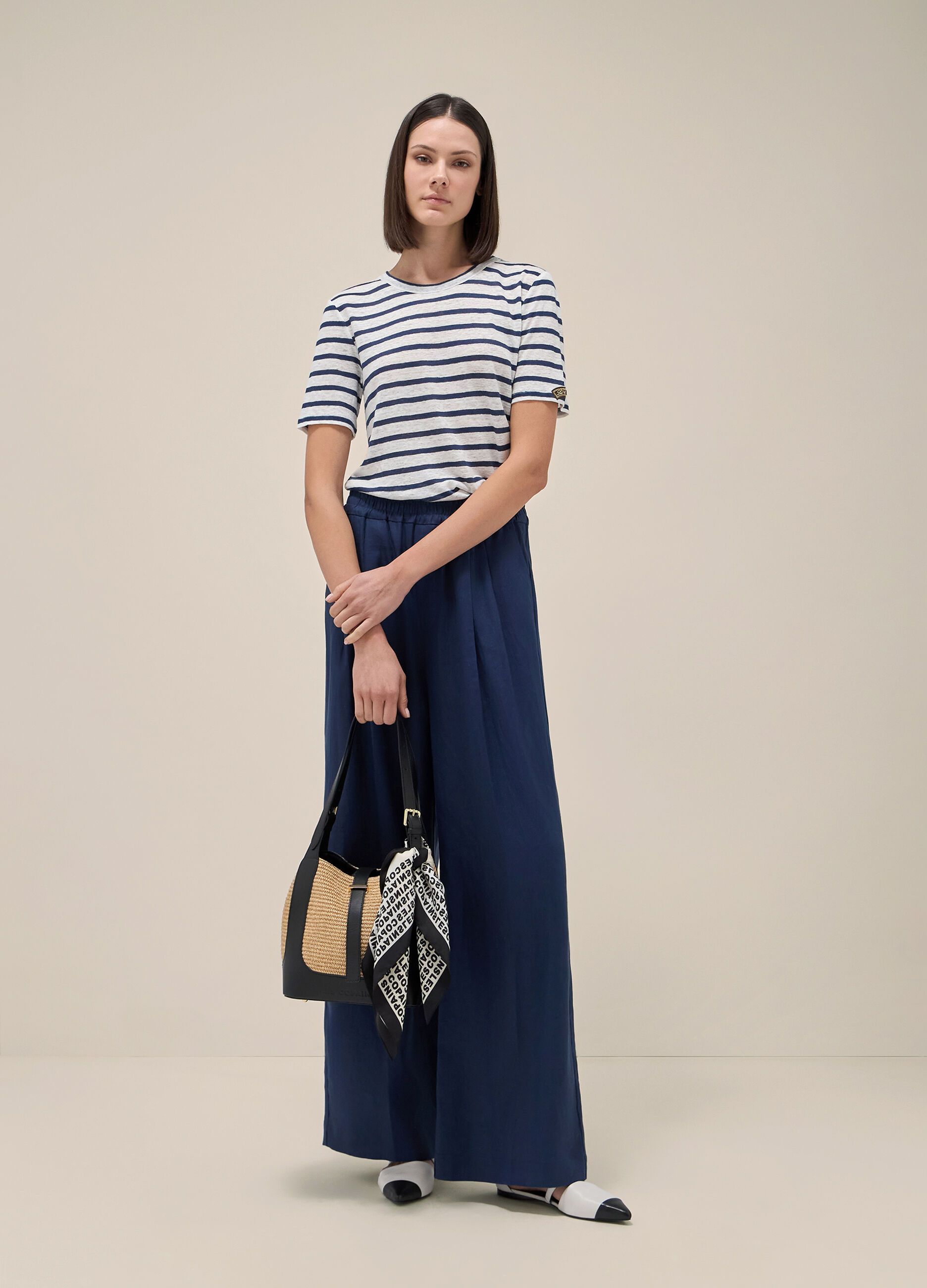 Striped T-shirt in pure linen_0