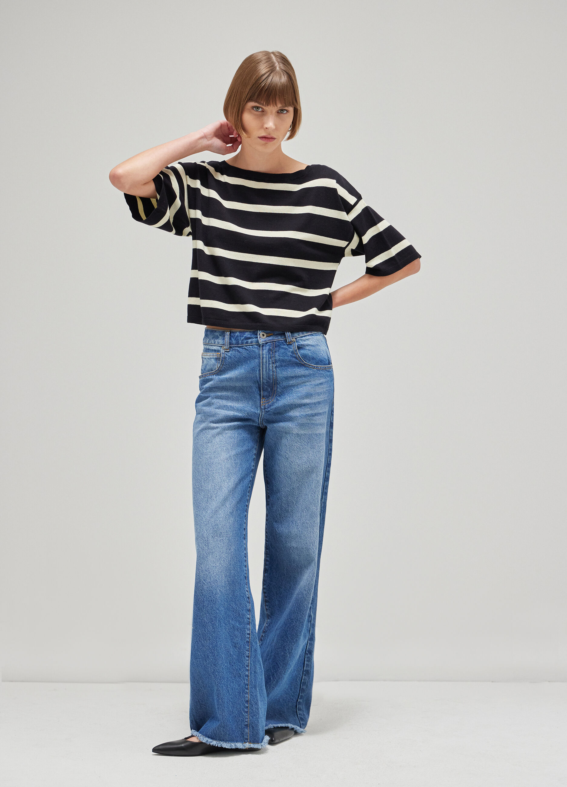 Striped silk and cotton tricot sweater_0