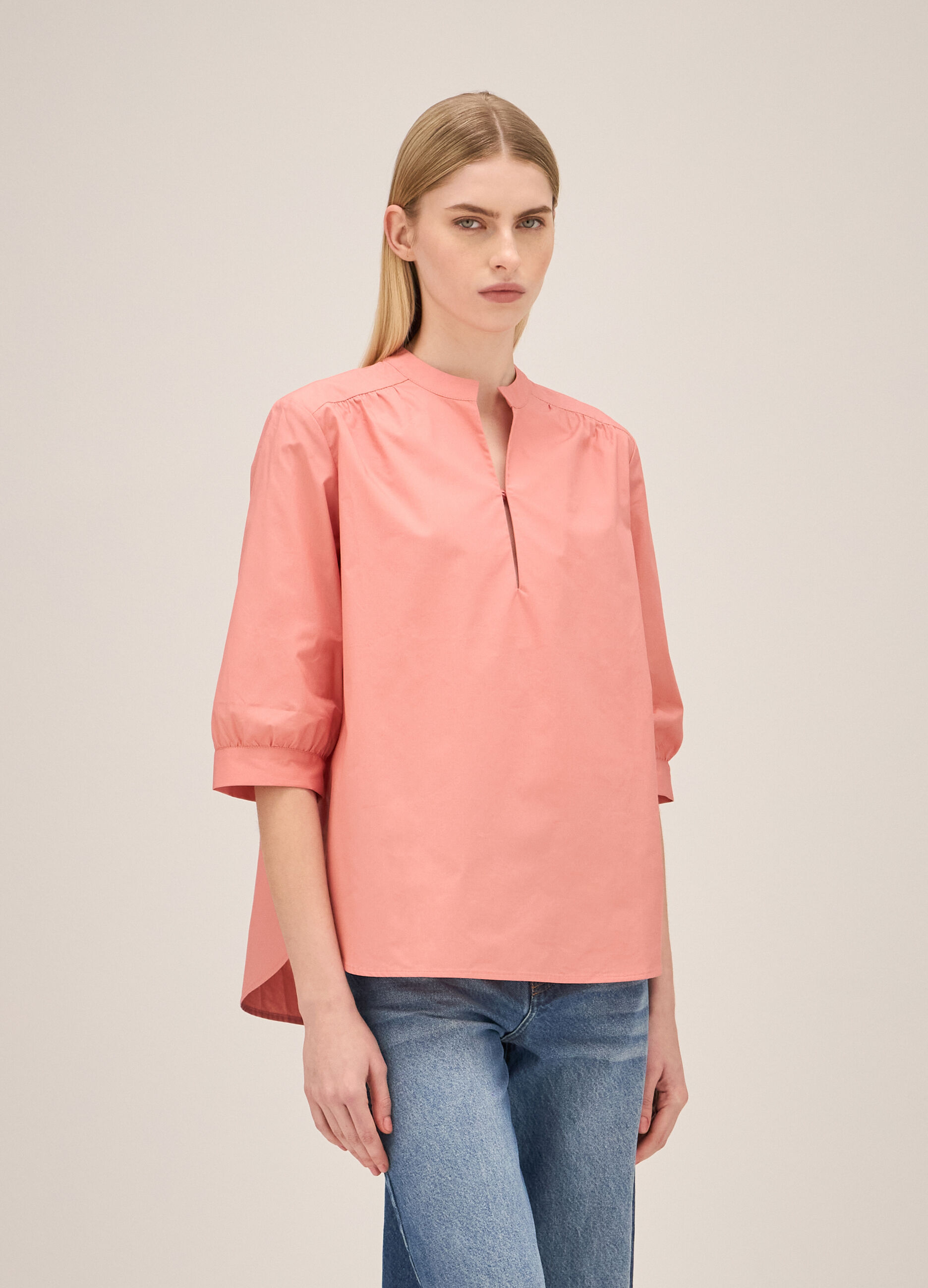 Cotton blouse with three-quarter sleeves_1