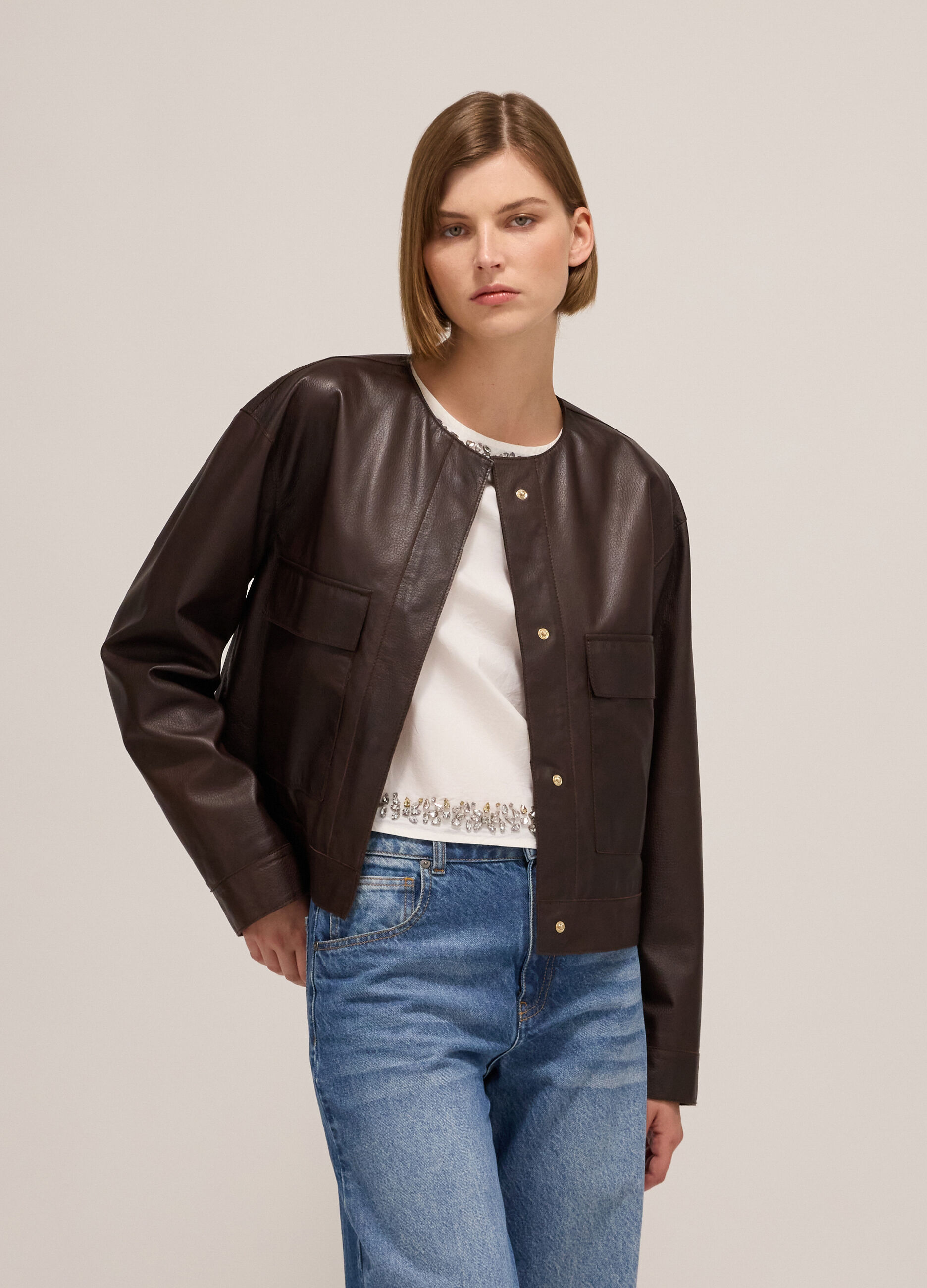 Veste bomber en cuir