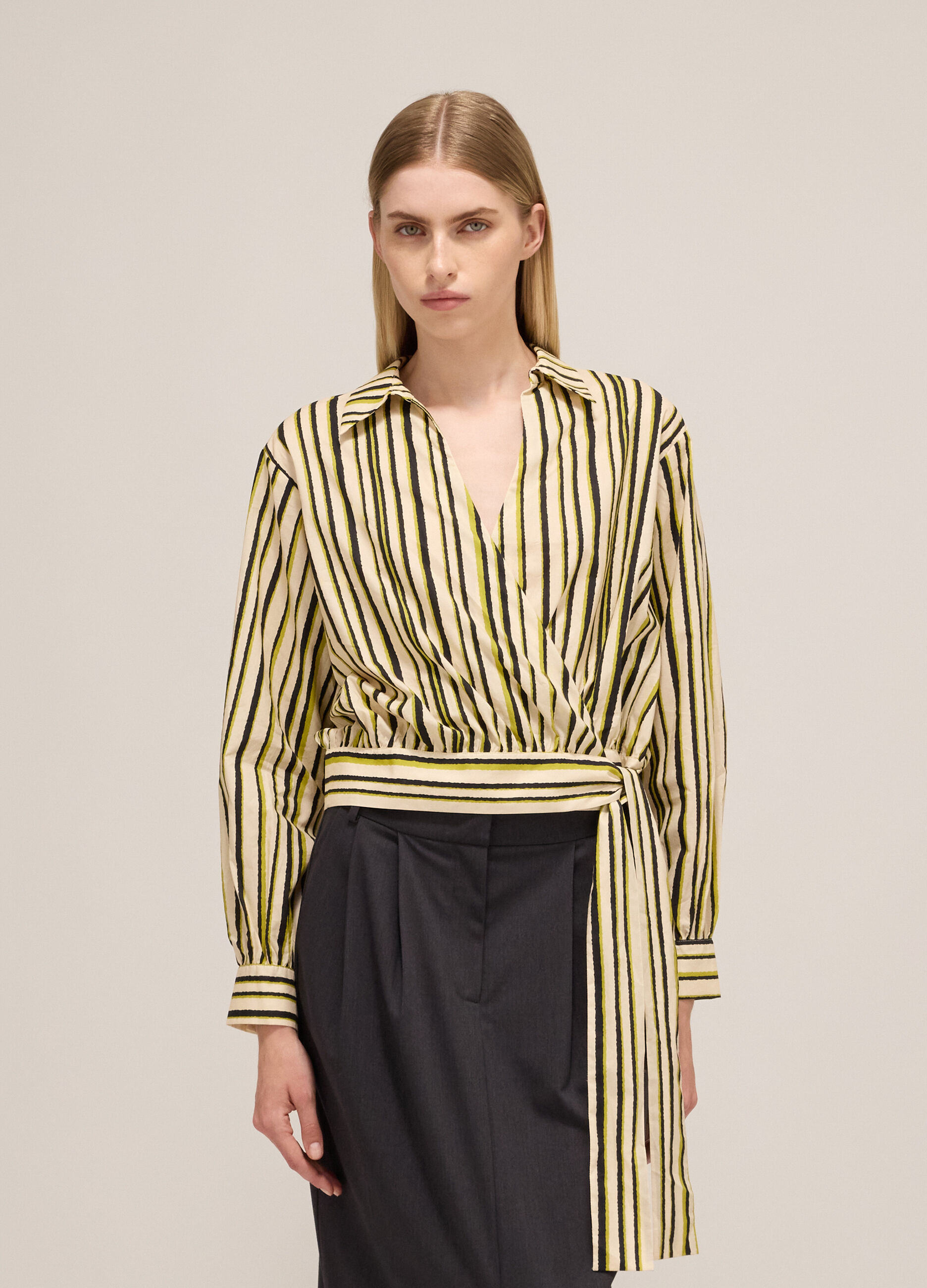Striped shirt with bow