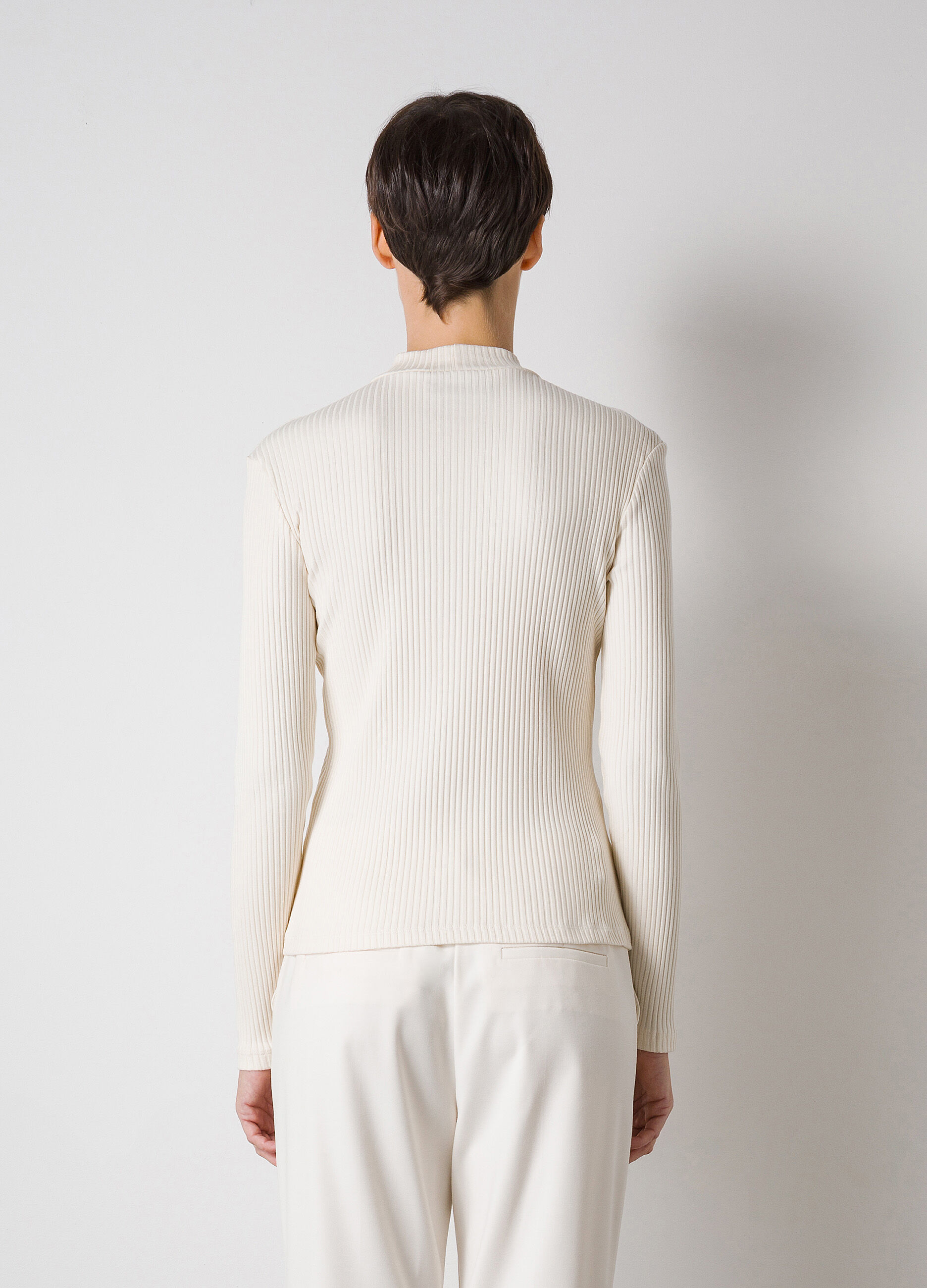 White silk blend tricot top