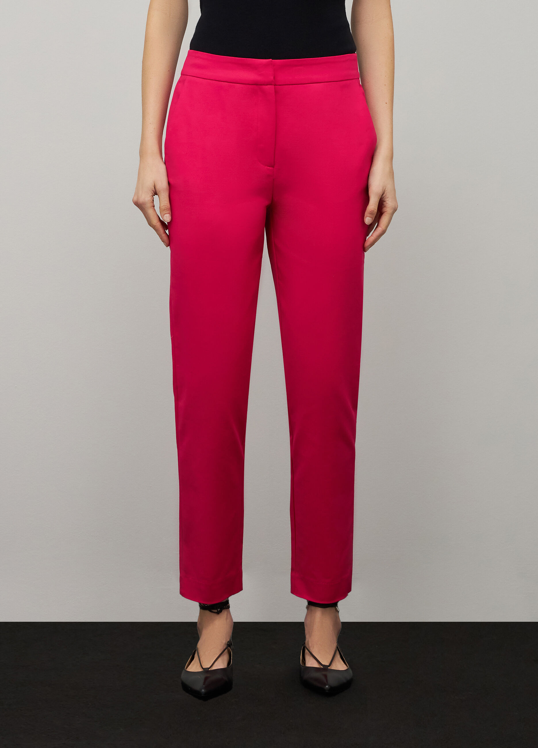 Pink cigarette trousers with elastic_1