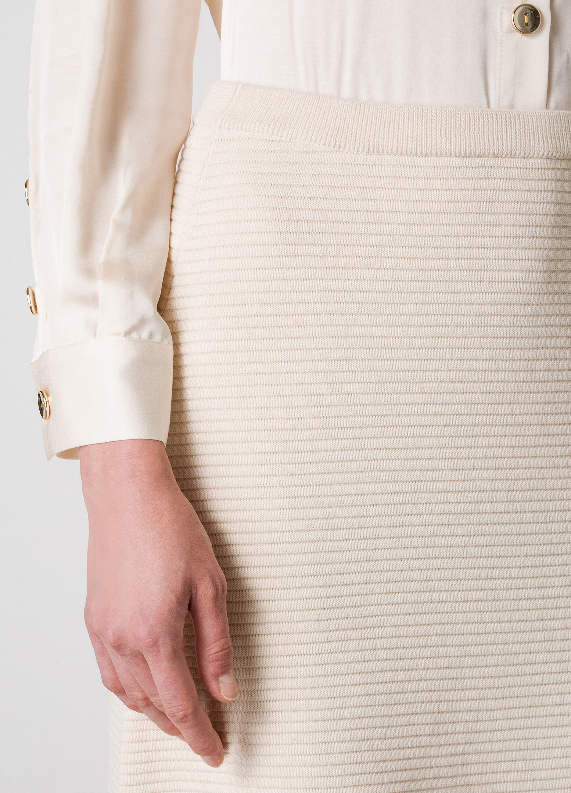 Merino wool blend tricot miniskirt
