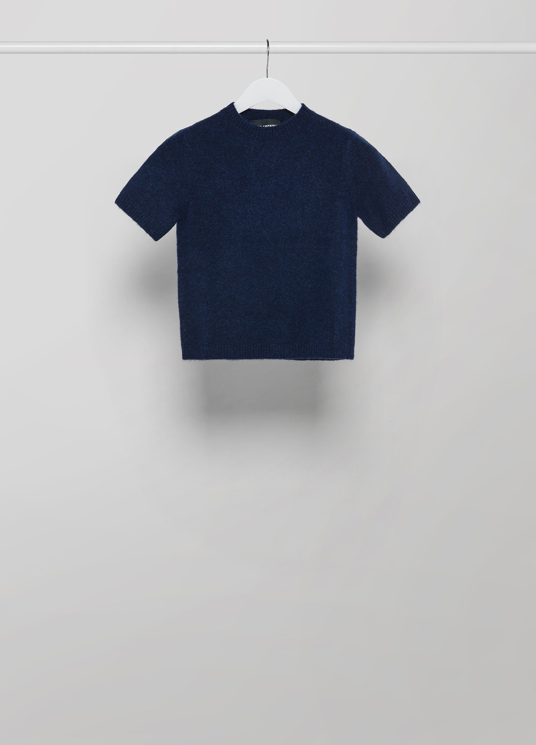 Short-sleeved alpaca wool-blend tricot