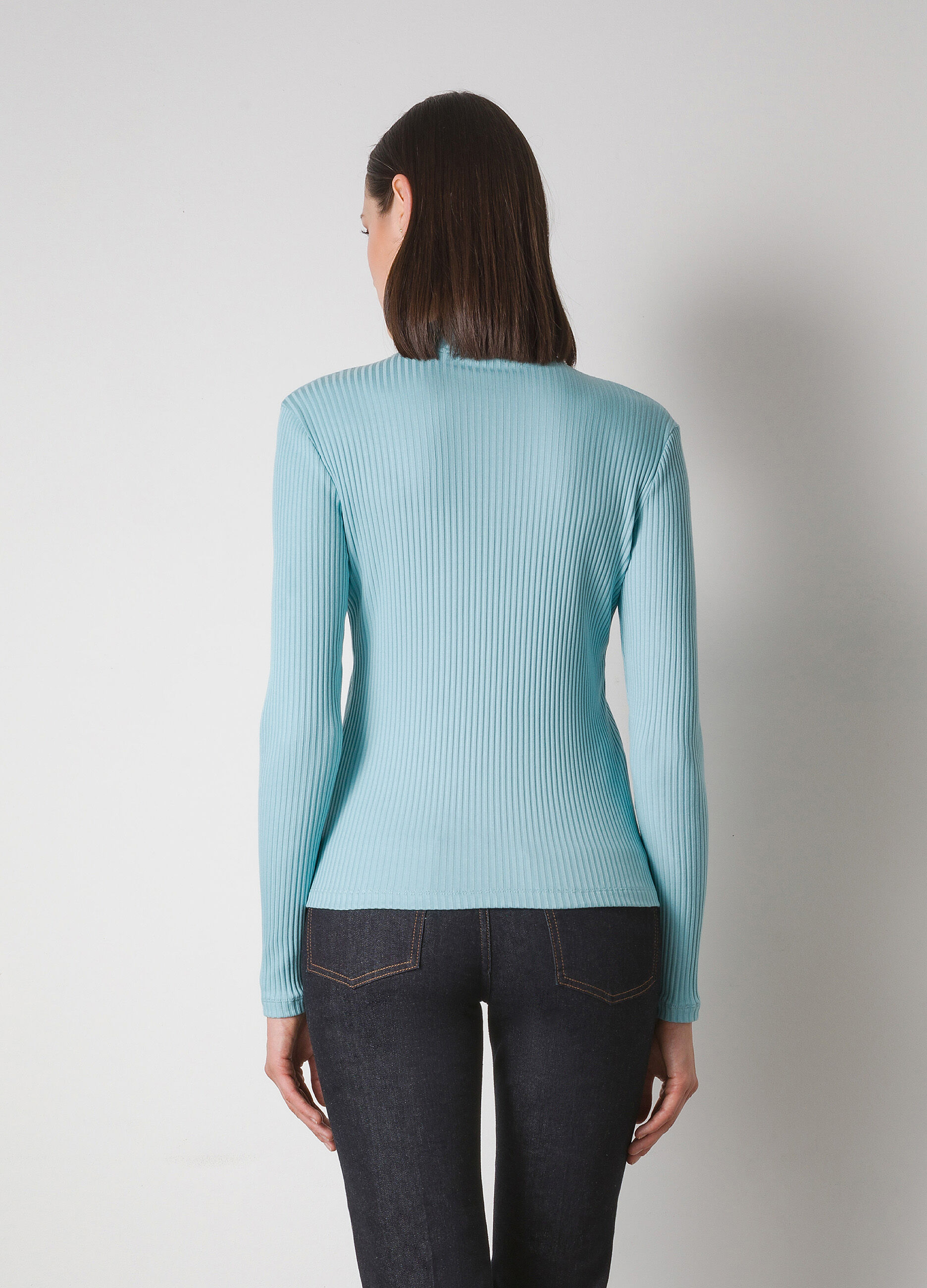 Long-sleeved T-shirt in ribbed stretch cotton_1