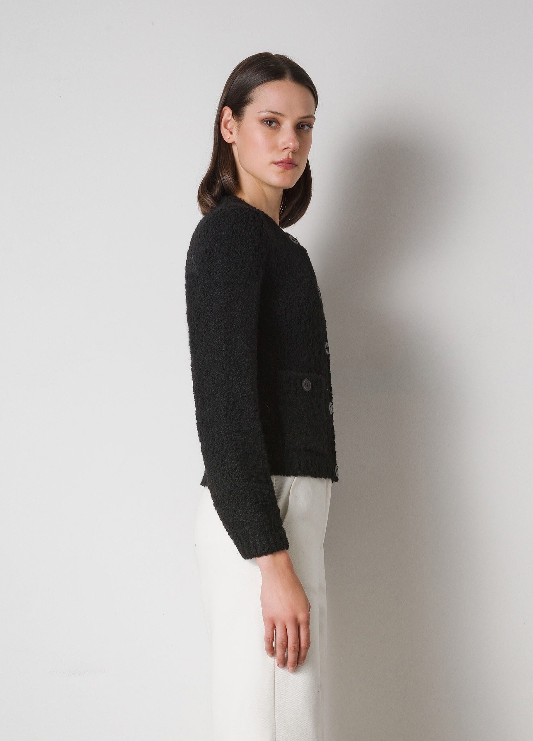 Black alpaca wool blend cardigan_4