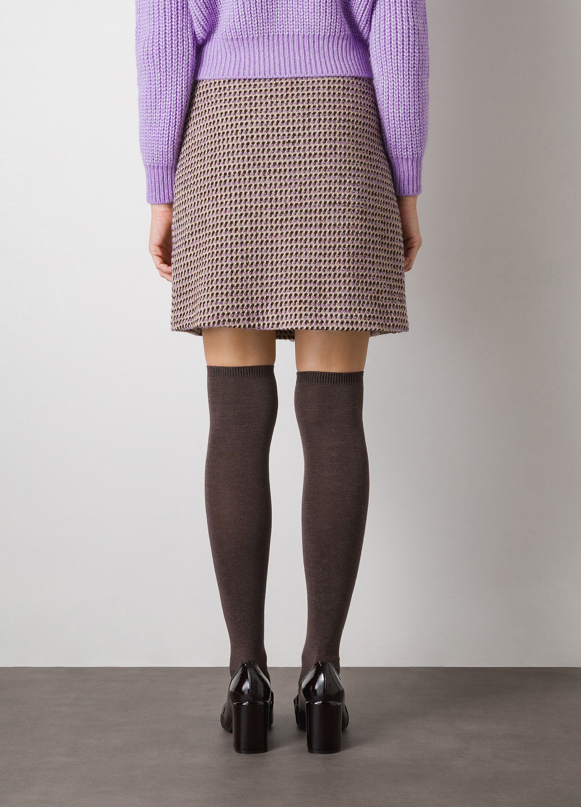Multicolor wool blend mini skirt