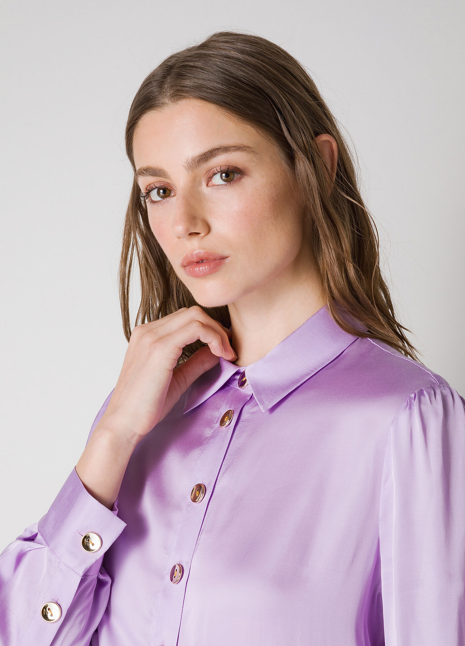 Gathered long-sleeved shirt_2